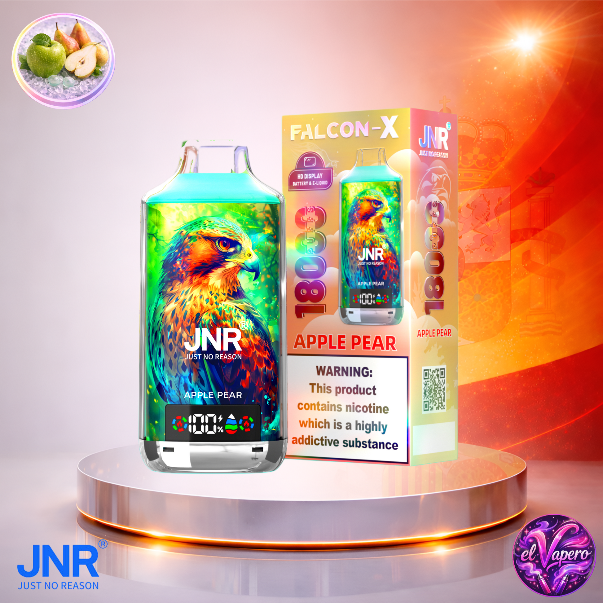 Vapers Desechables - Cigarrillo electrónico - España - JNR - FalconX - 18K - Apple Pear 18000 Caladas - El mejor precio