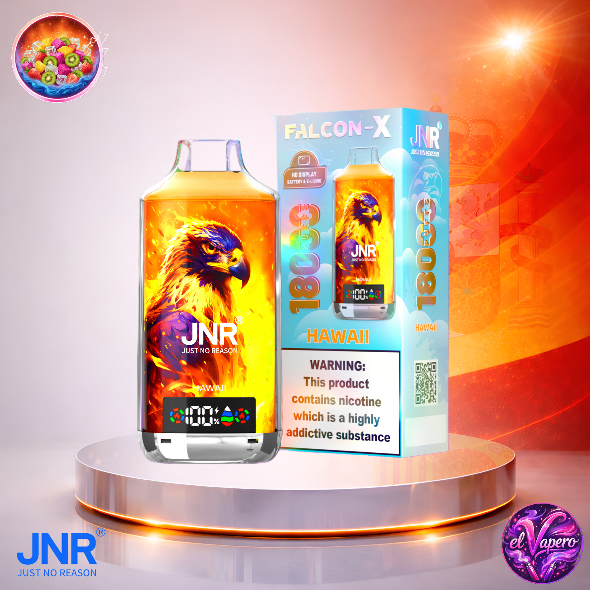 Vapers Desechables - Cigarrillo electrónico - España - JNR - Falcon X - 18K - Hawaii 18000 Caladas - El mejor precio