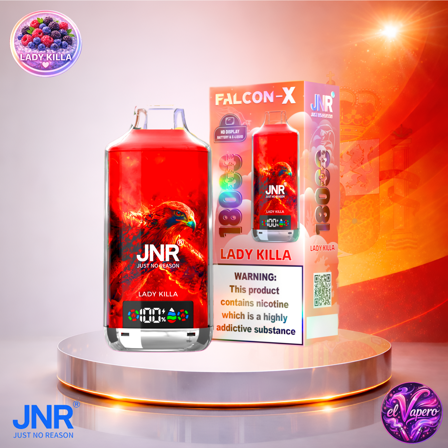 Vapers Desechables - Cigarrillo electrónico - España - JNR - FalconX - 18K - Lady Killa 18000 Caladas - Más baratos