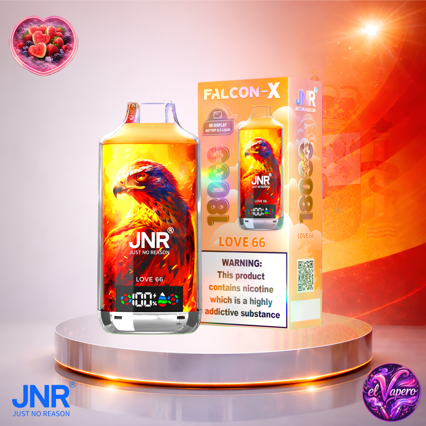 Vapers Desechables - Cigarrillo electrónico - España - JNR - Falcon X - 18K - Love 66 18000 Caladas - El mejor precio