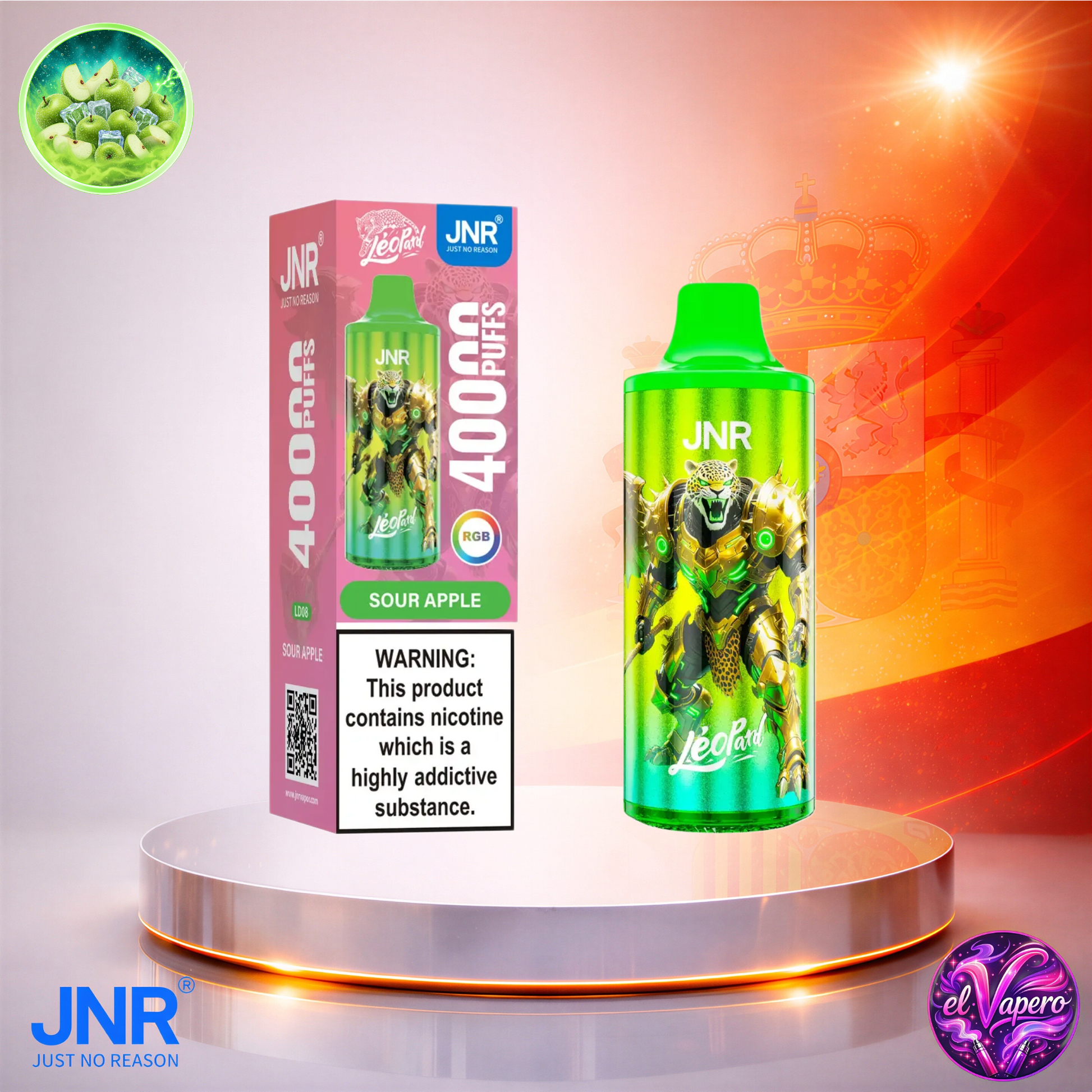 Vapers Desechables - Cigarrillo electrónico - España - JNR - Leopard - 40K - Blueberry Sour Apple 40000 Caladas - El mejor precio