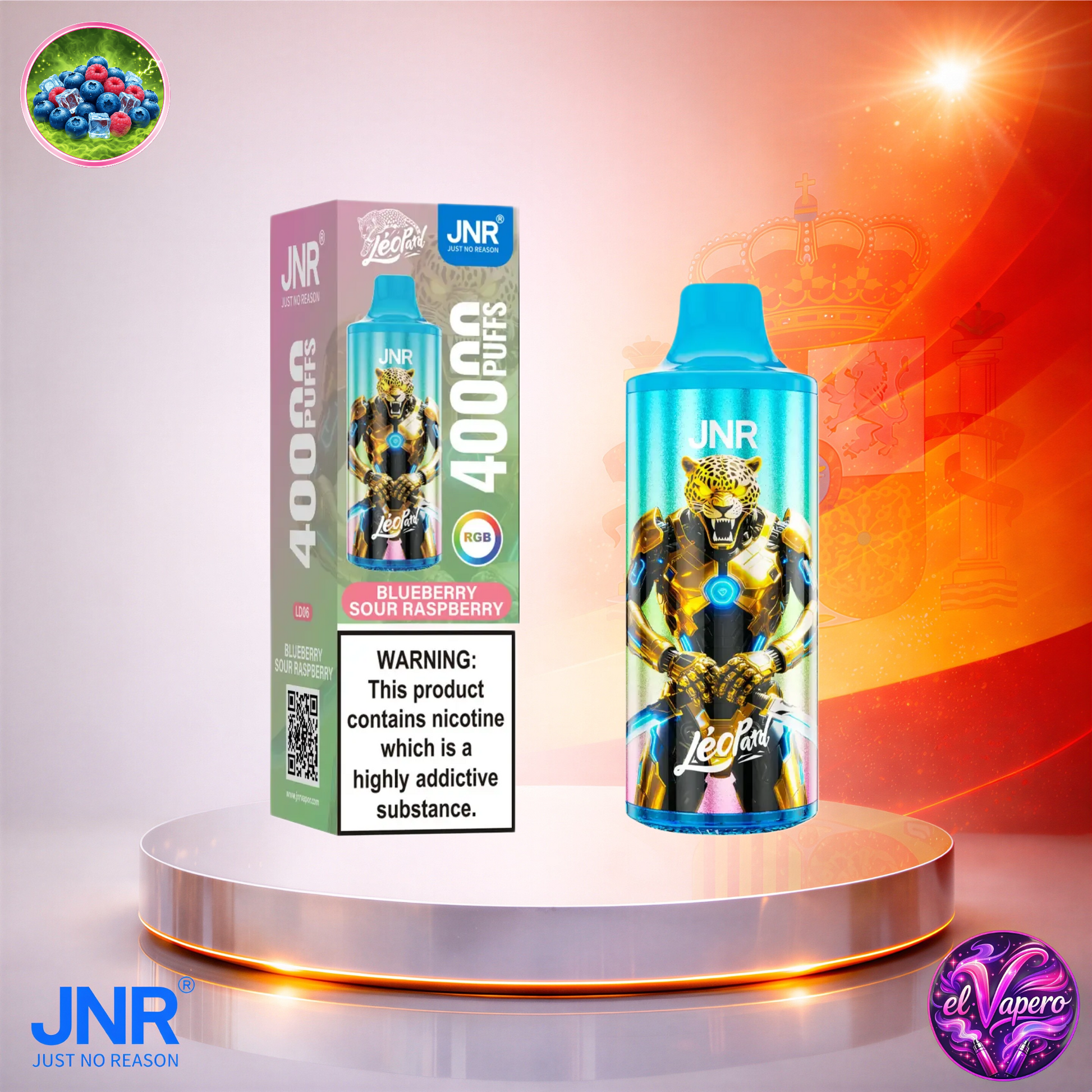 Vapers Desechables - Cigarrillo electrónico - España - JNR - Leopard - 40K - Blueberry Sour Raspberry 40000 Caladas - Los más baratos