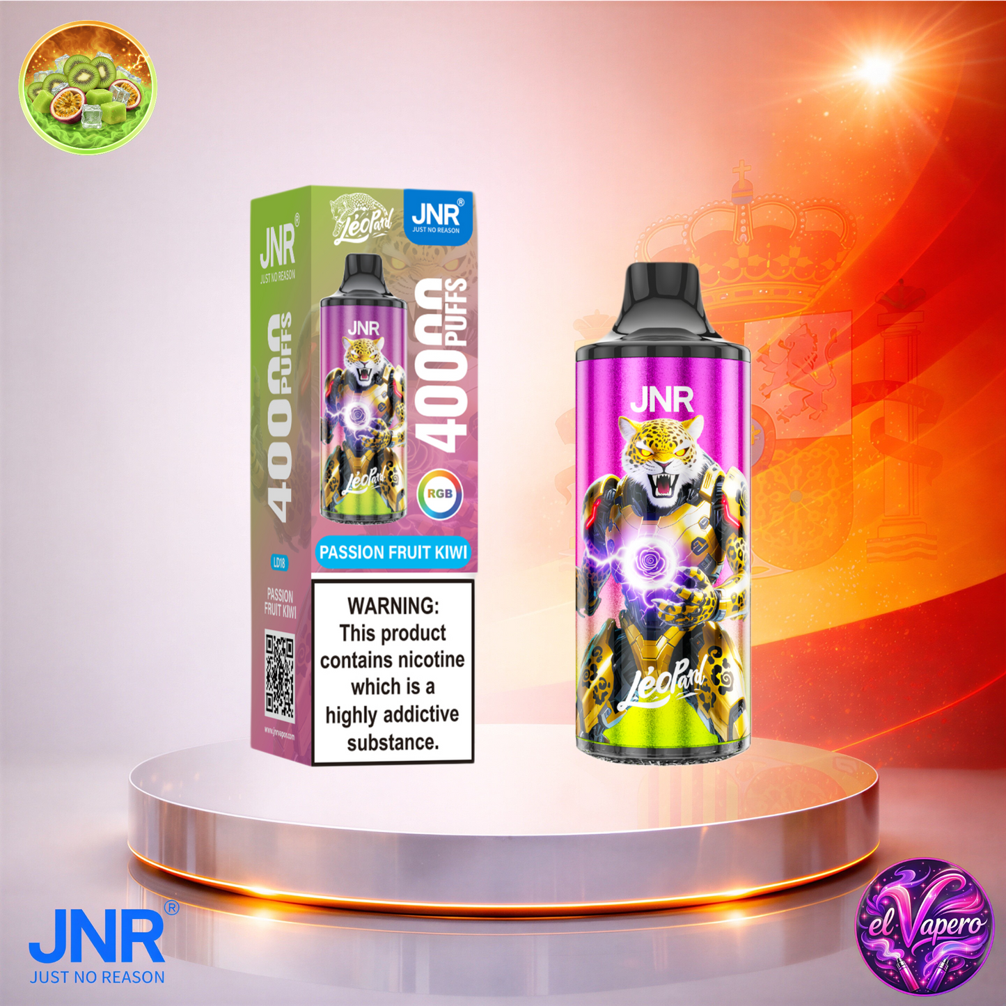 Vapers Desechables - Cigarrillo electrónico - España - JNR - Leopard - 40K - Passion Fruit Kiwi 40000 Caladas - Más baratos