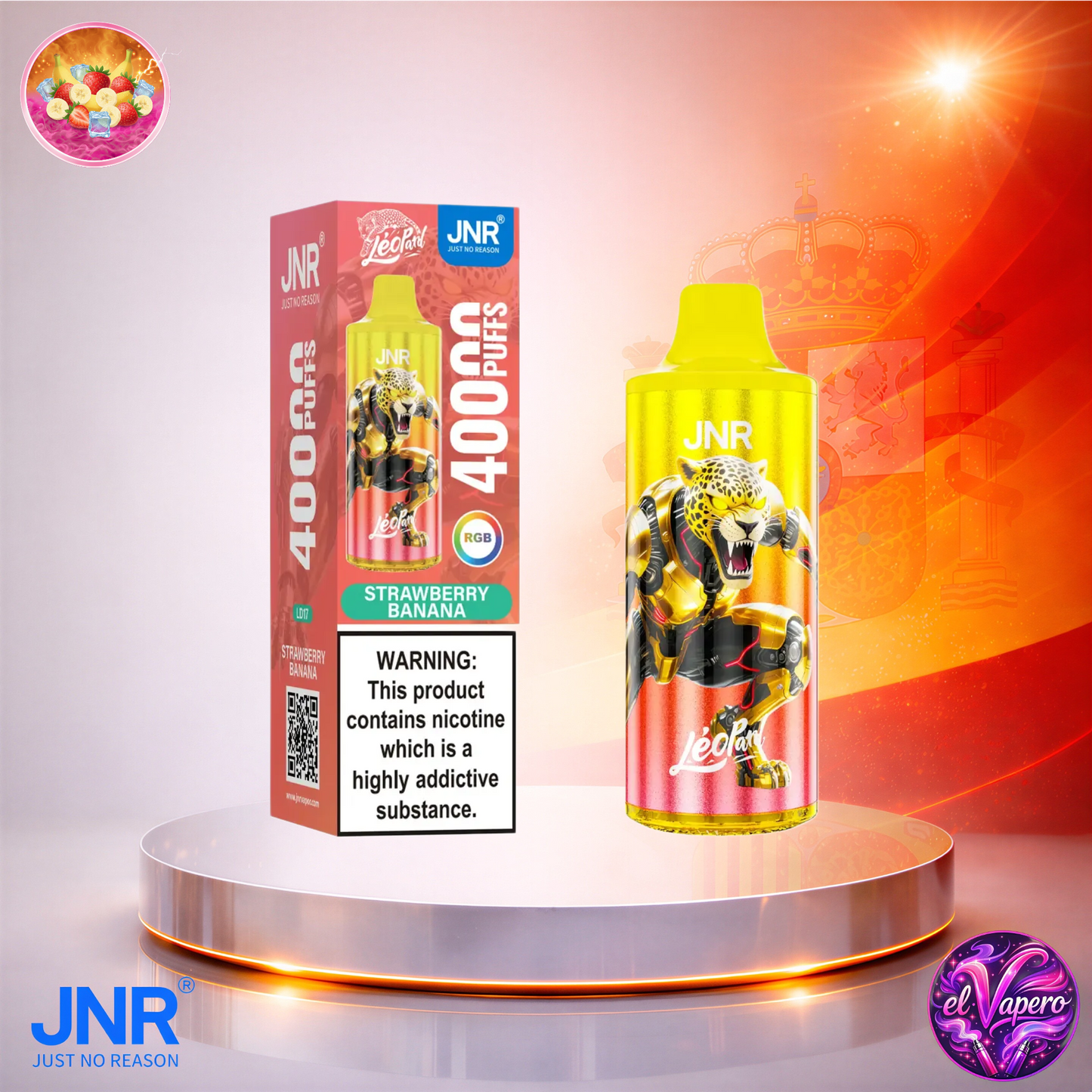 Vapers Desechables - Cigarrillo electrónico - España - JNR - Leopard - 40K - Strawberry Banana 40000 Caladas - Más baratos