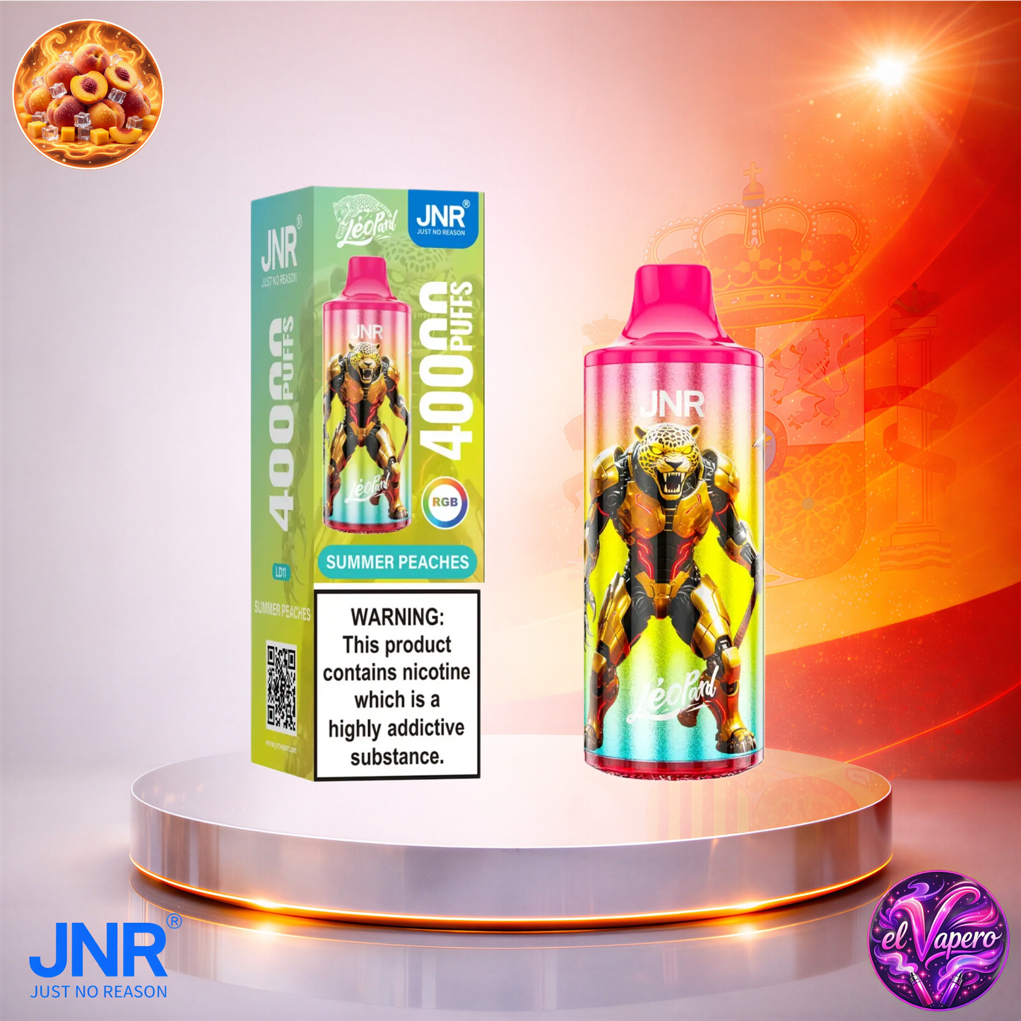 Vapers Desechables - Cigarrillo electrónico - España - JNR - Leopard - 40K - Summer Peaches 40000 Caladas - Los más baratos