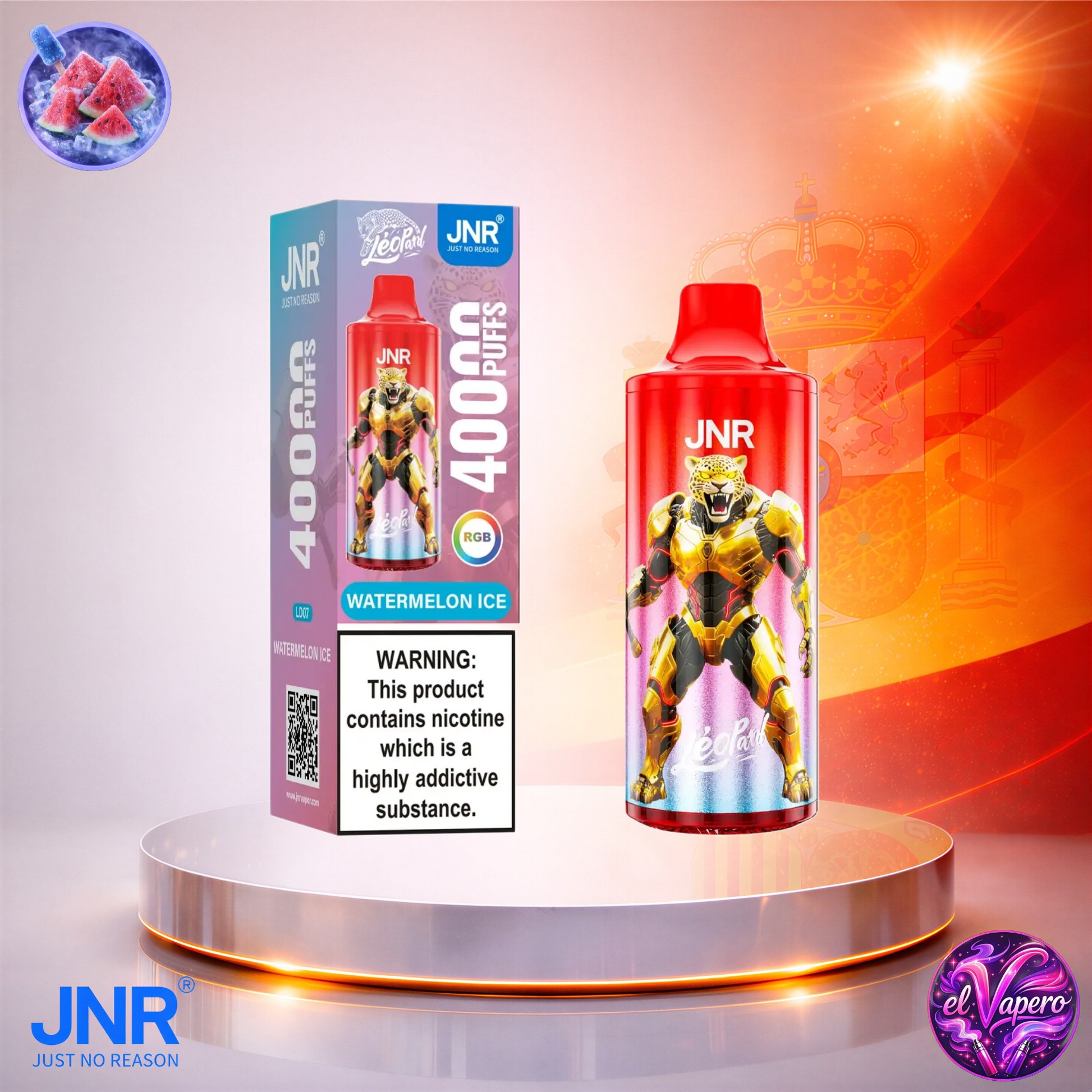 Vapers Desechables - Cigarrillo electrónico - España - JNR - Leopard - 40K - Watermelon Ice 40000 Caladas - Los más baratos