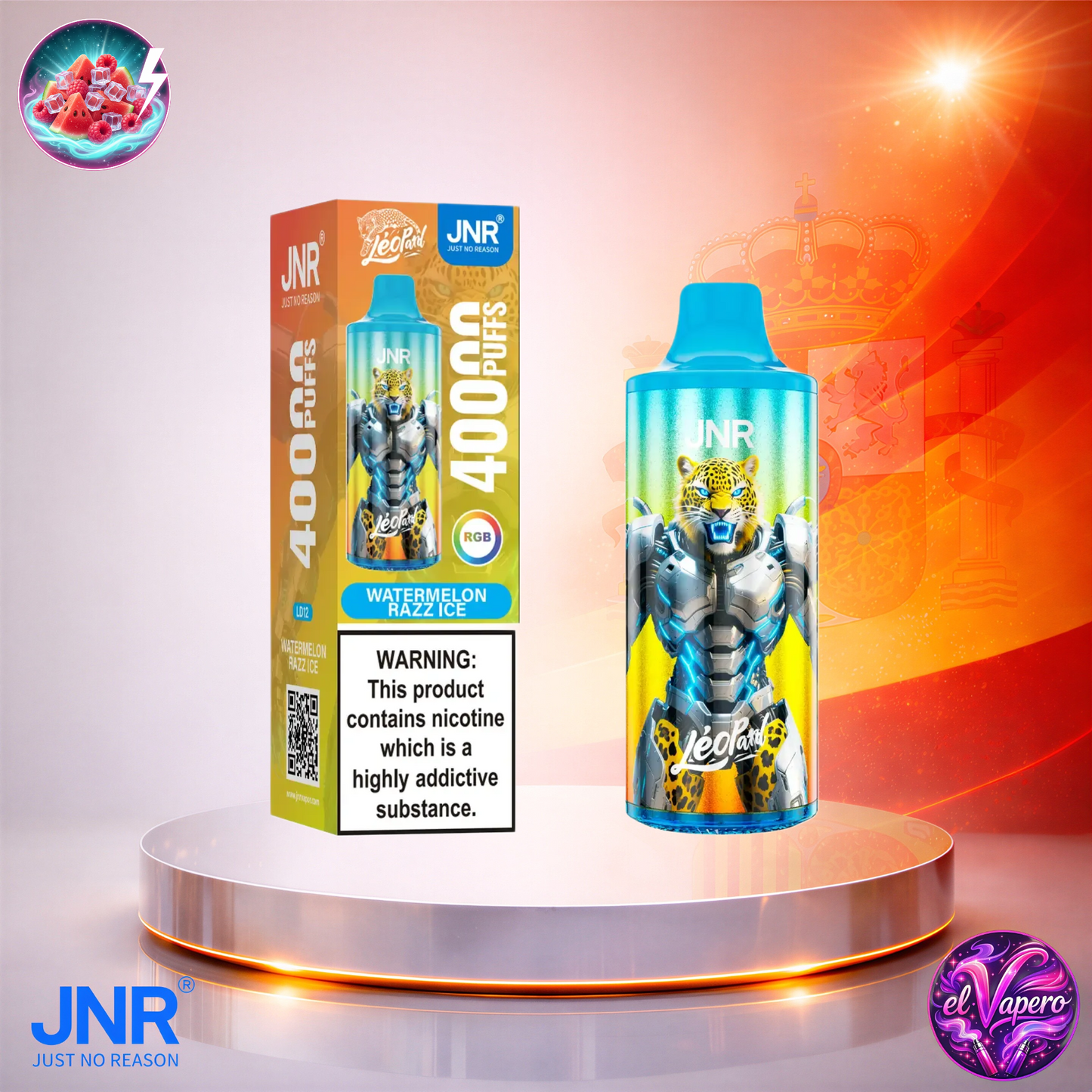 Vapers Desechables - Cigarrillo electrónico - España - JNR - Leopard - 40K - Watermelon Razz Ice 40000 Caladas - Más baratos
