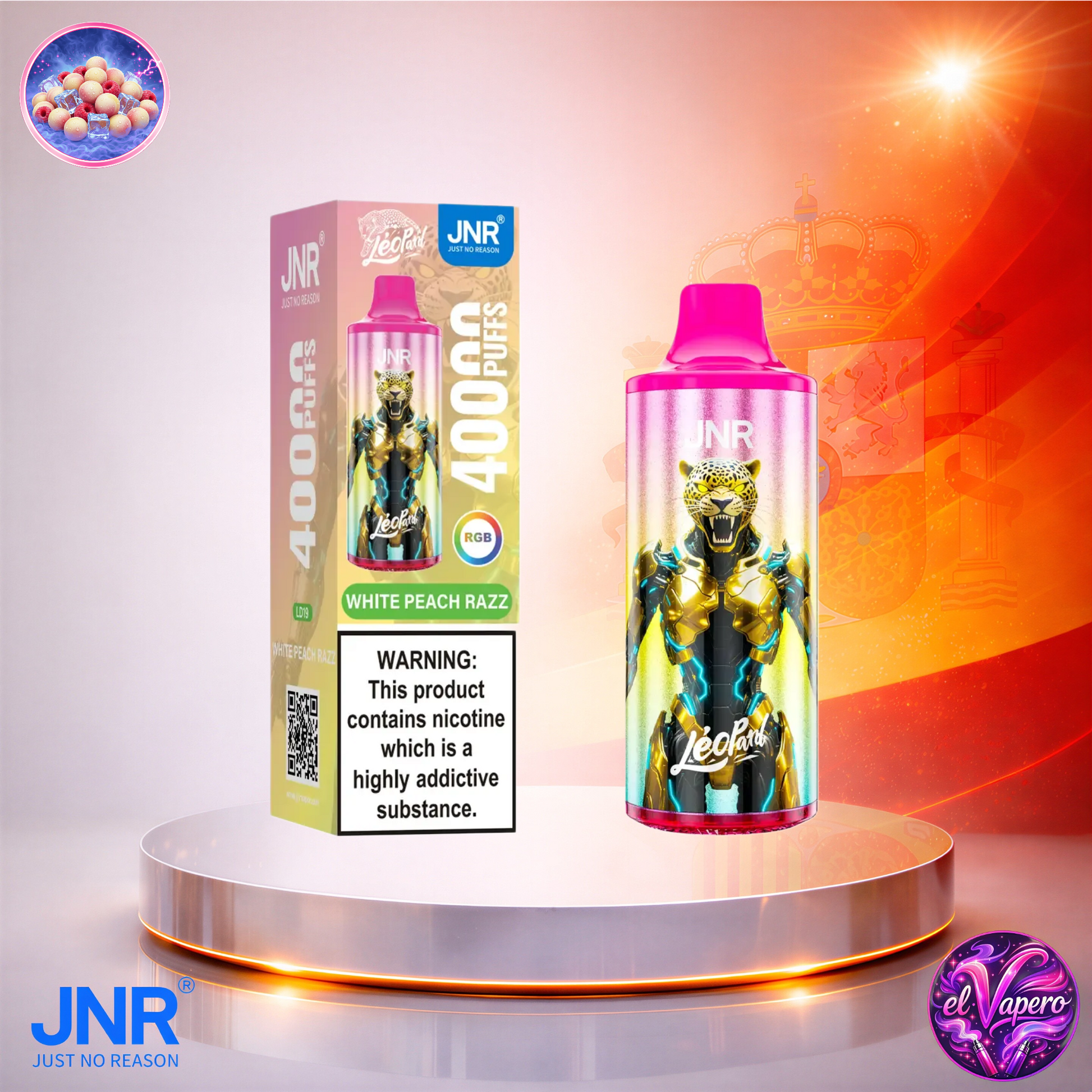 Vapers Desechables - Cigarrillo electrónico - España - JNR - Leopard - 40K - White Peach Razz 40000 Caladas - Más baratos