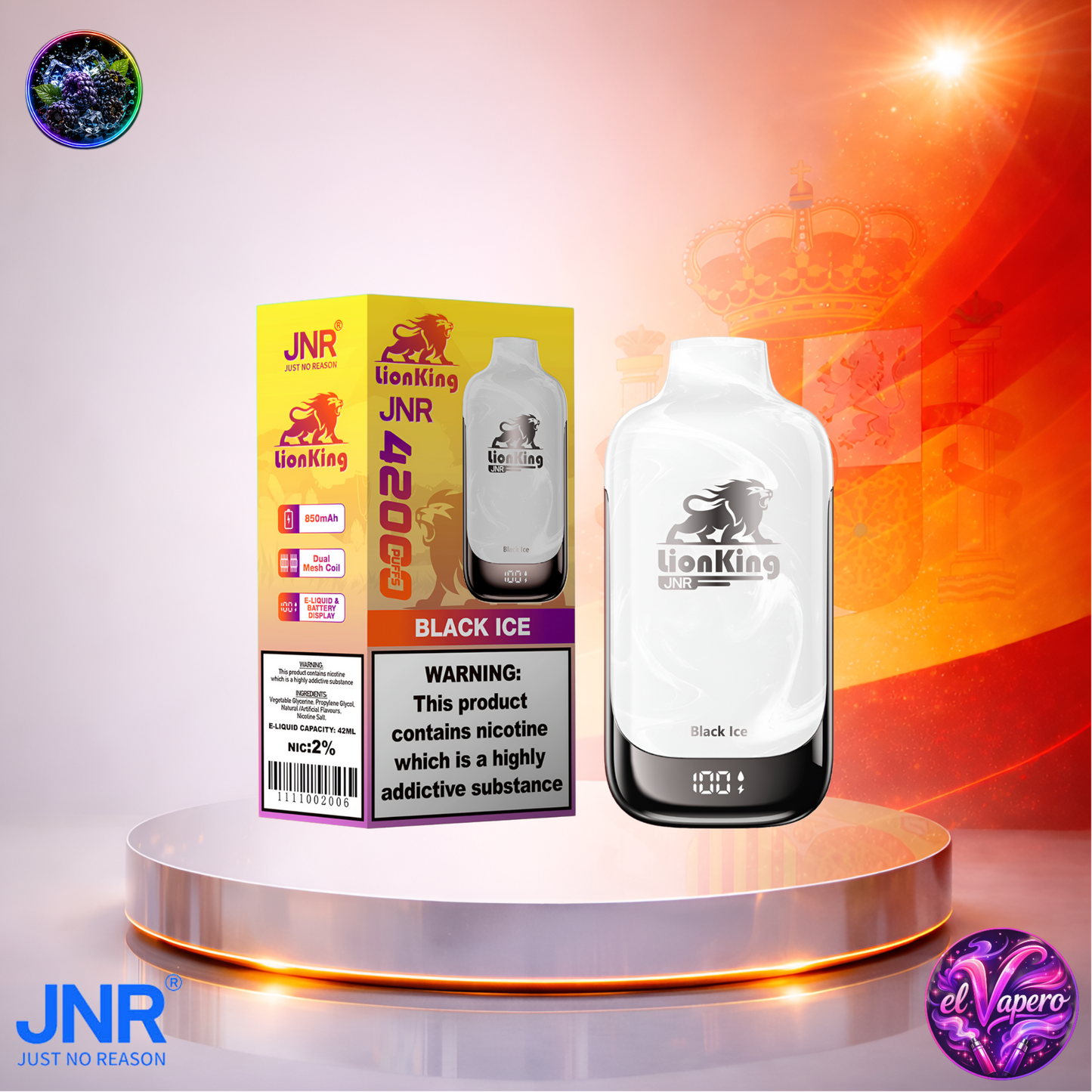 Vapers Desechables - Cigarrillo Electrónico - España - JNR - LionKing - 42K - Black Ice 42000 Caladas - El mejor precio