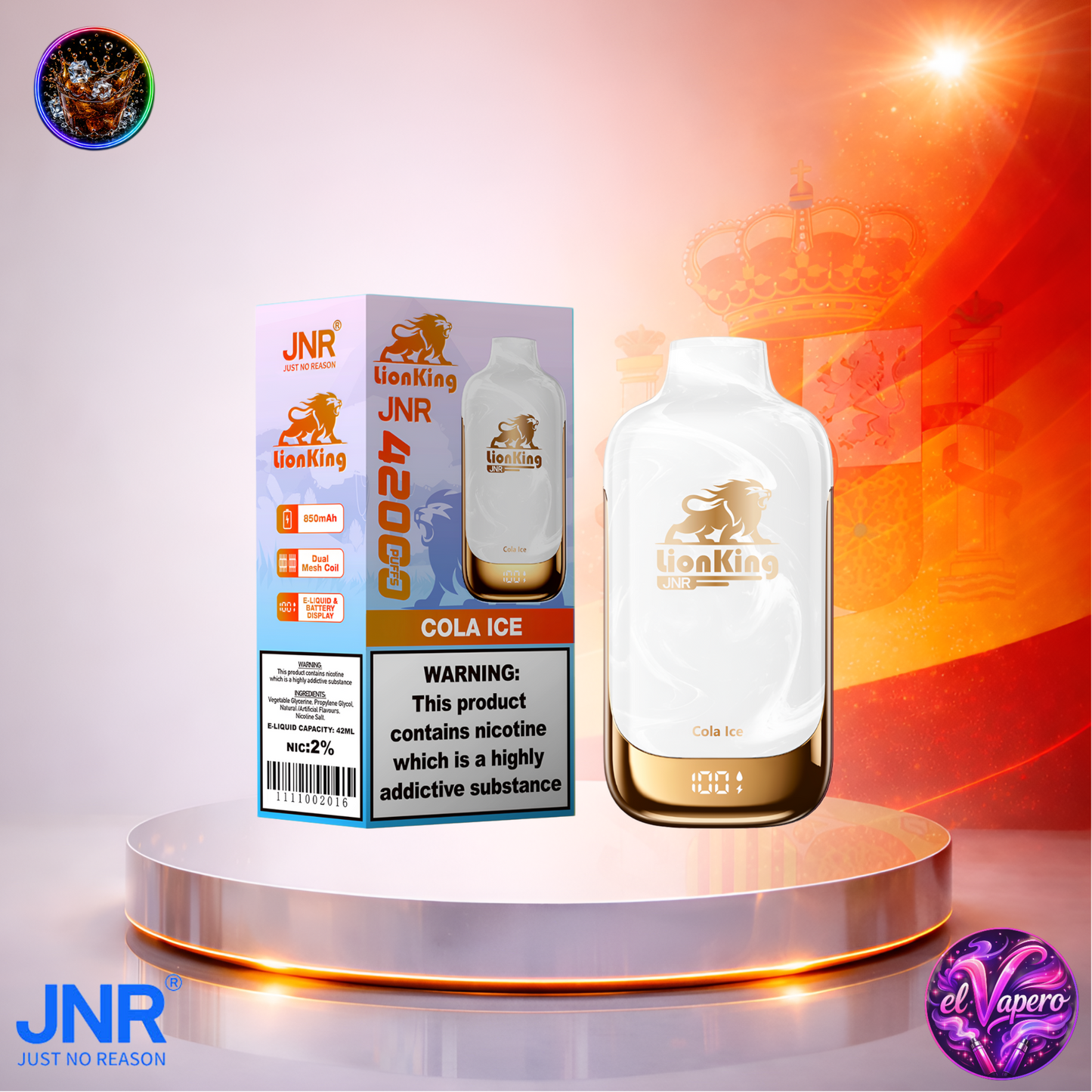 Vapers Desechables - Cigarrillo Electrónico - España - JNR - LionKing - 42K - Cola Ice 42000 Caladas - Más baratos