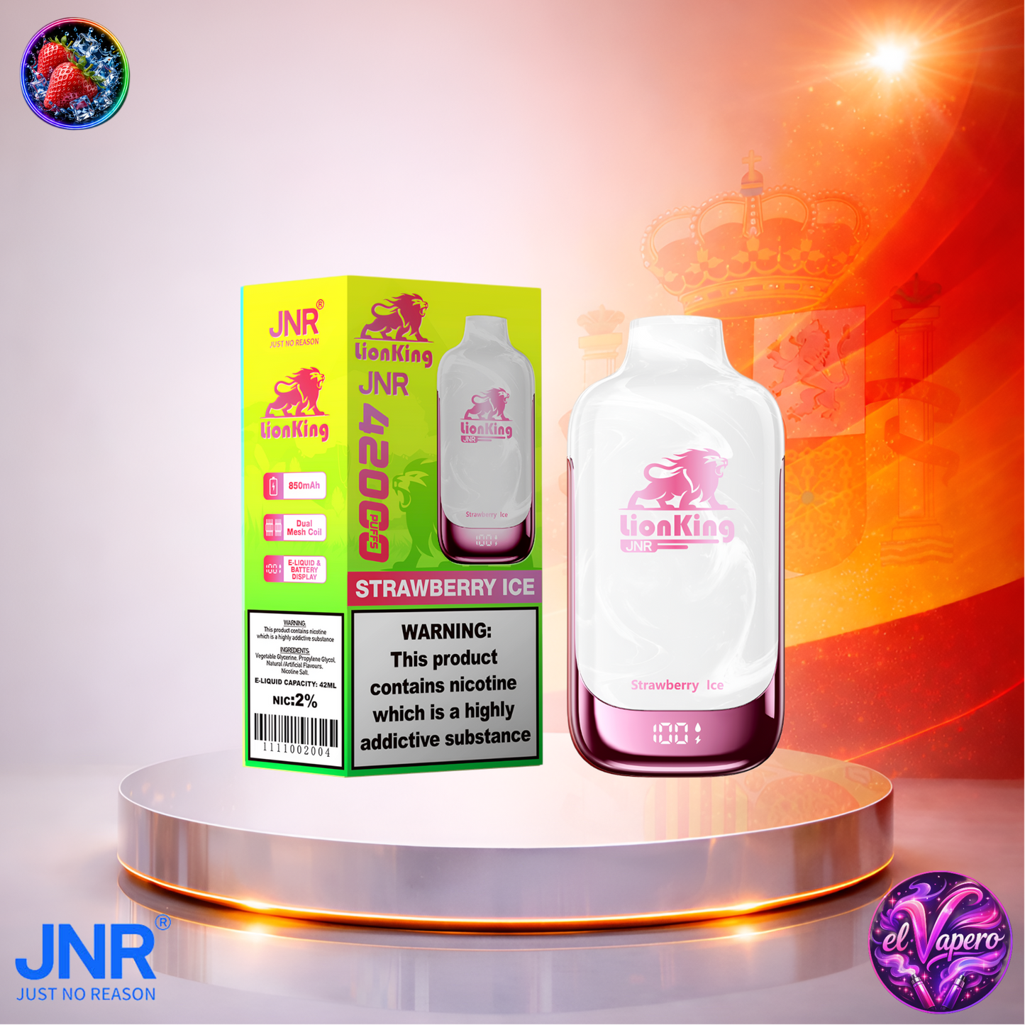 Vapers Desechables - Cigarrillo Electrónico - España - JNR - LionKing - 42K - Strawberry Ice 42000 Caladas - Los más baratos