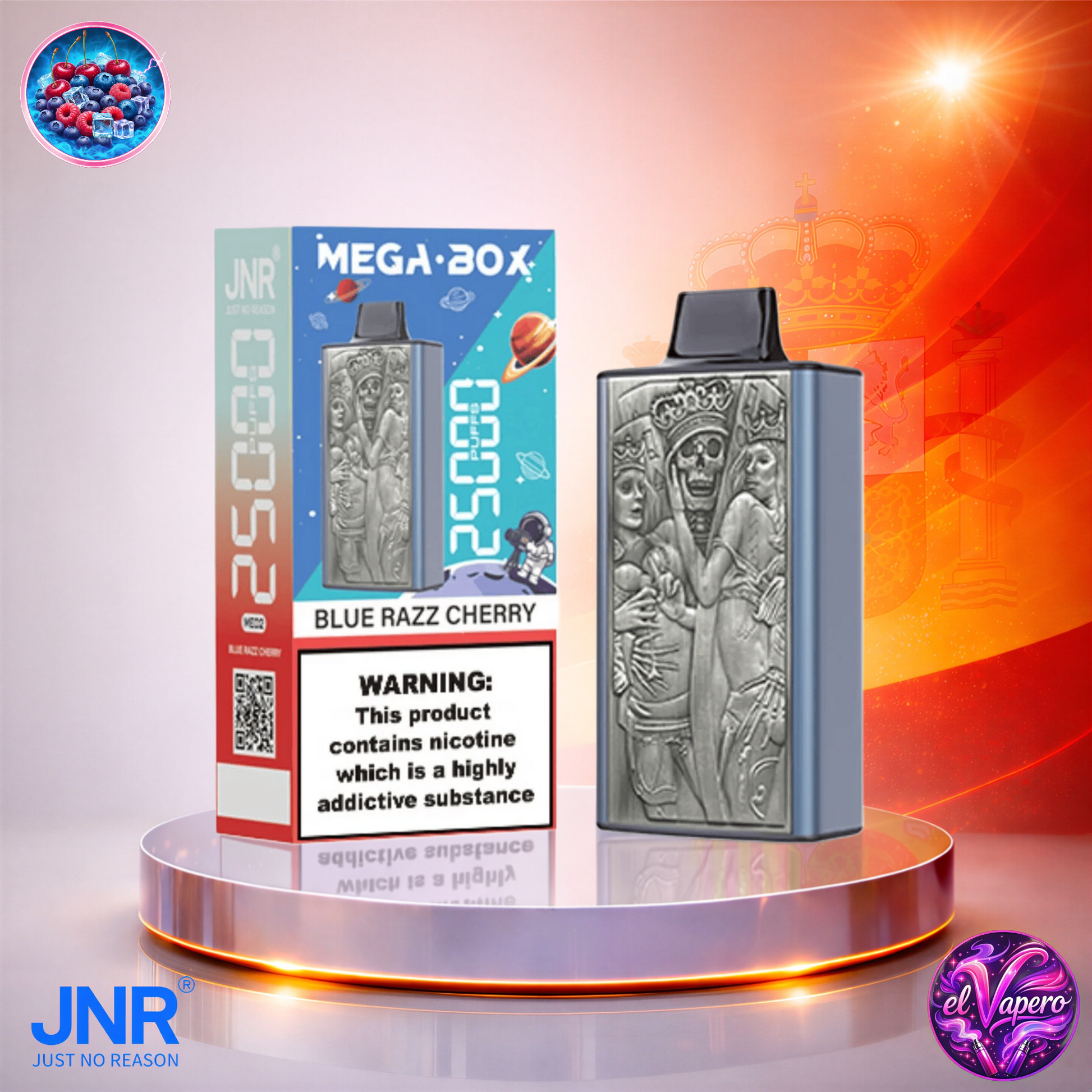 Vapers Desechables - Cigarrillo electrónico - España - JNR - MegaBox - 25K - Blue Razz Cherry 25000 Caladas - El mejor precio