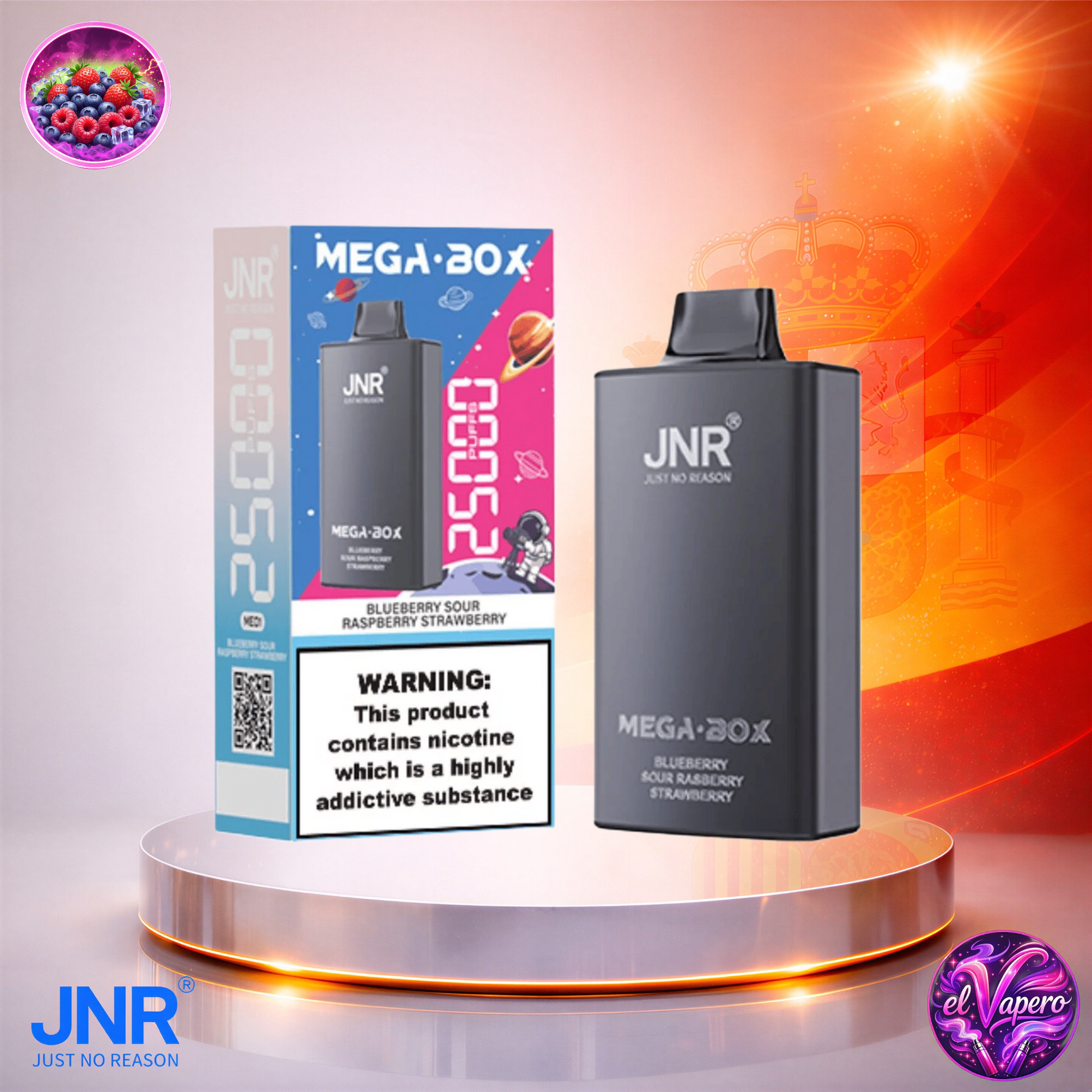 Vapers Desechables - Cigarrillo electrónico - España - JNR - MegaBox - 25K - Blueberrry Sour Raspberry Strawberry 25000 Caladas - Más baratos