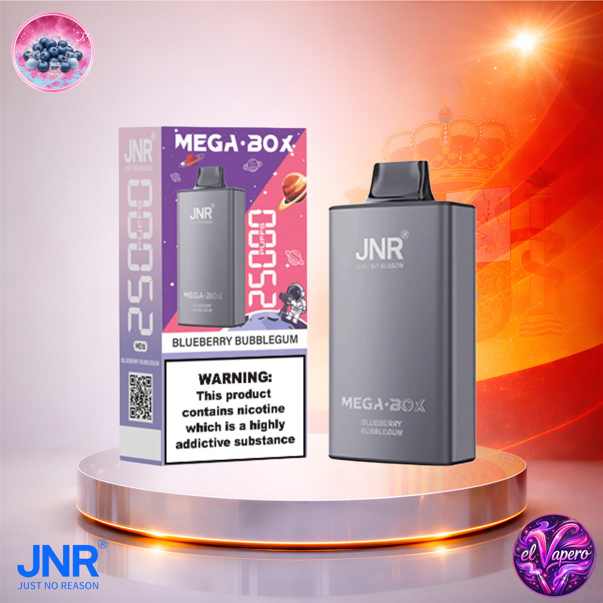 Vapers Desechables - Cigarrillo electrónico - España - JNR - MegaBox - 25K - Blueberry Bubblegum 25000 Caladas - El mejor precio
