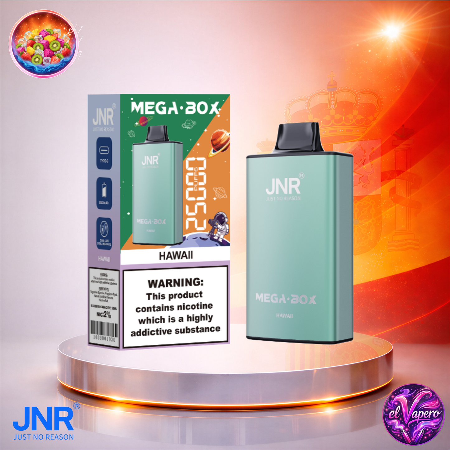 Vapers Desechables - Cigarrillo electrónico - España - JNR - MegaBox - 25K - Hawaii 25000 Caladas - Los más baratos