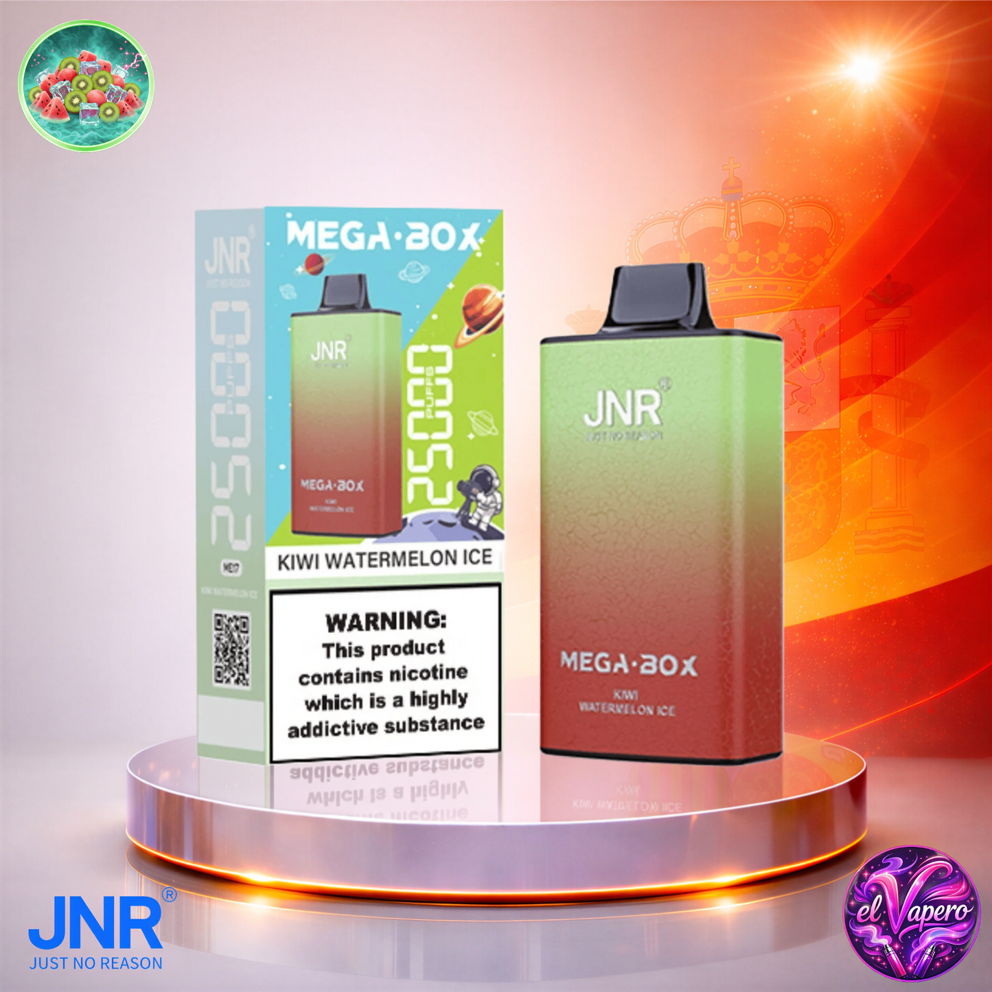 Vapers Desechables - Cigarrillo electrónico - España - JNR - MegaBox - 25K - Kiwi Watermelon Ice 25000 Caladas - Más baratos