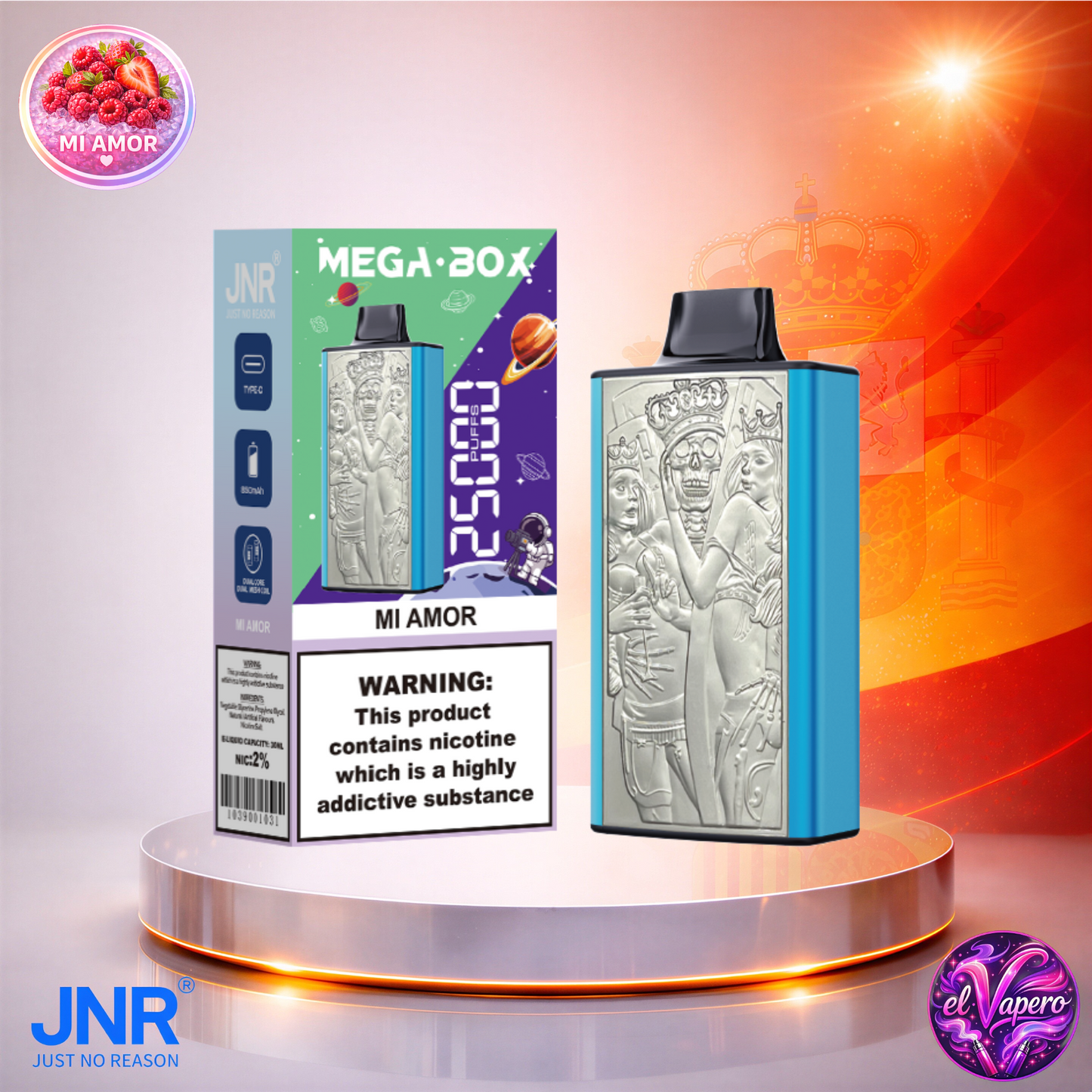 Vapers Desechables - Cigarrillo electrónico - España - JNR - MegaBox - 25K - Mi Amor 25000 Caladas - Los más baratos