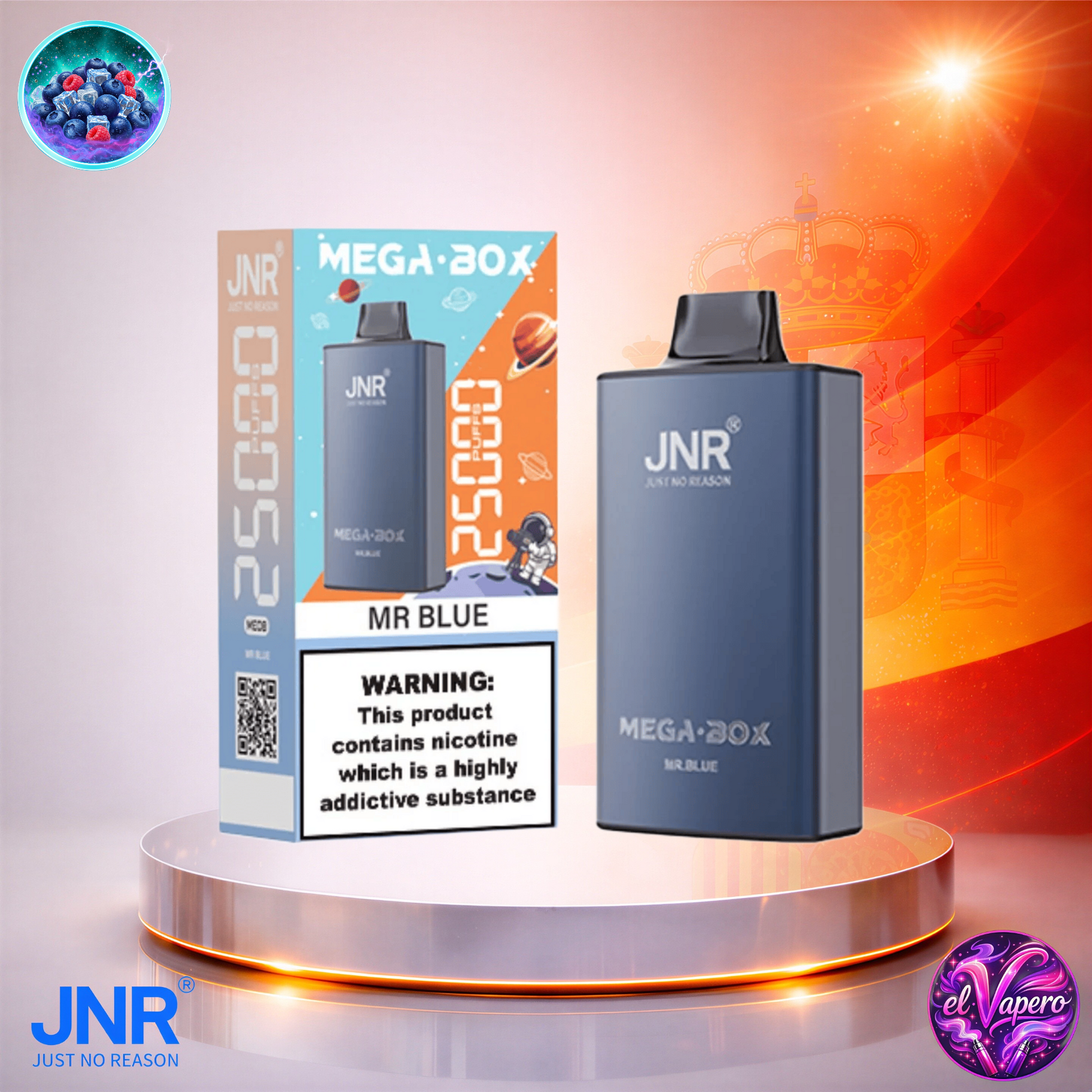 Vapers Desechables - Cigarrillo electrónico - España - JNR - MegaBox - 25K - Mr Blue 25000 Caladas - El mejor precio