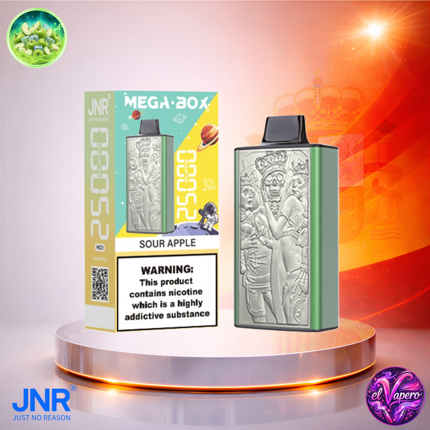 Vapers Desechables - Cigarrillo electrónico - España - JNR - MegaBox - 25K - Sour Apple 25000 Caladas - Los más baratos