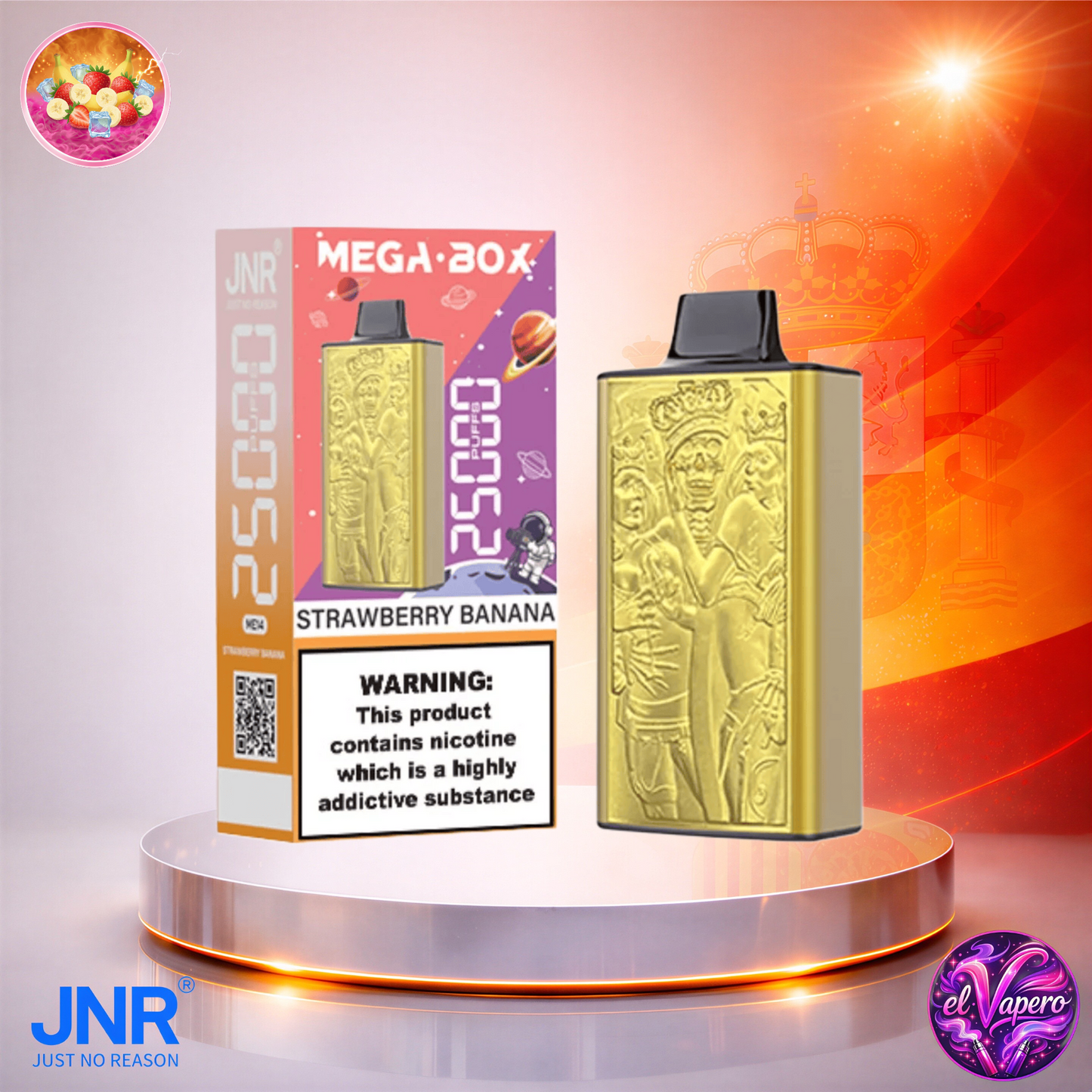 Vapers Desechables - Cigarrillo electrónico - España - JNR - MegaBox - 25K - Strawberry Banana 25000 Caladas - Los más baratos