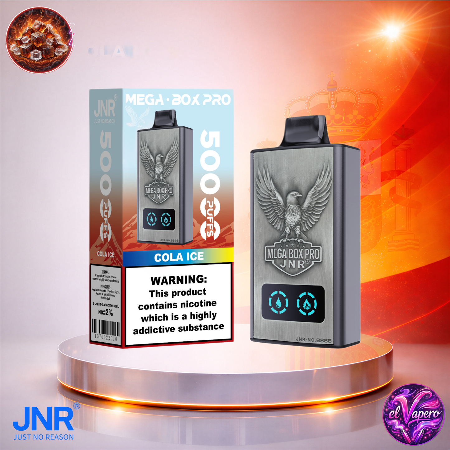 Vapers Desechables - Cigarrillo electrónico - España - JNR - MegaBoxPro - 50K - Cola Ice 50000 Caladas - Los más baratos