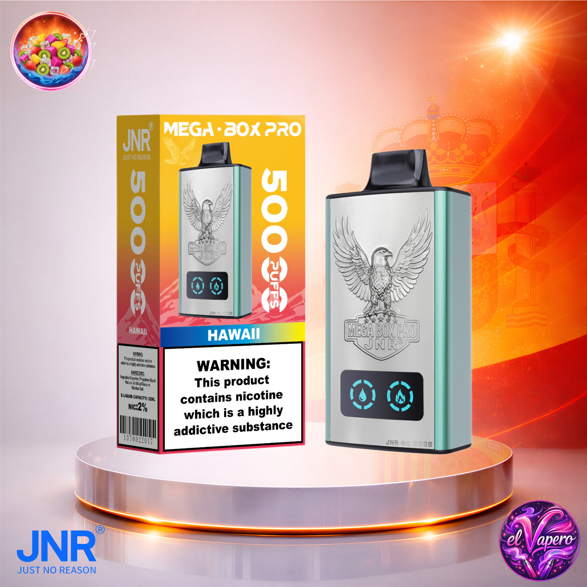 Vapers Desechables - Cigarrillo electrónico - España - JNR - MegaBoxPro - 50K - Hawaii 50000 Caladas - Más baratos