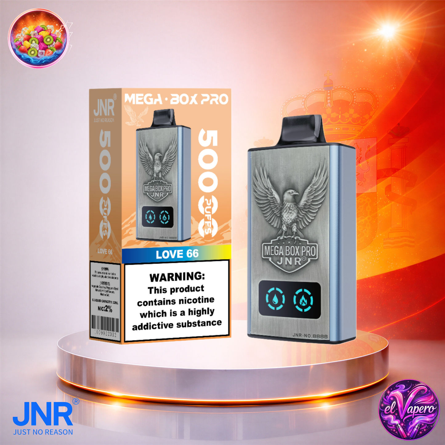 Vapers Desechables - Cigarrillo electrónico - España - JNR - MegaBoxPro - 50K - Love 66 50000 Caladas - El mejor precio