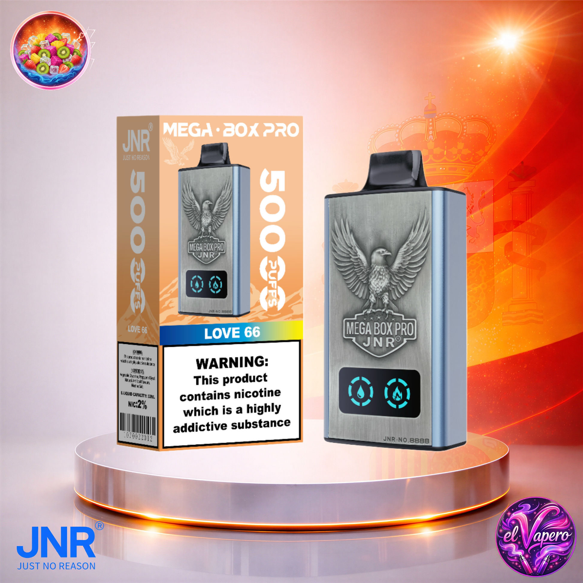 Vapers Desechables - Cigarrillo electrónico - España - JNR - MegaBoxPro - 50K - Love 66 50000 Caladas - El mejor precio