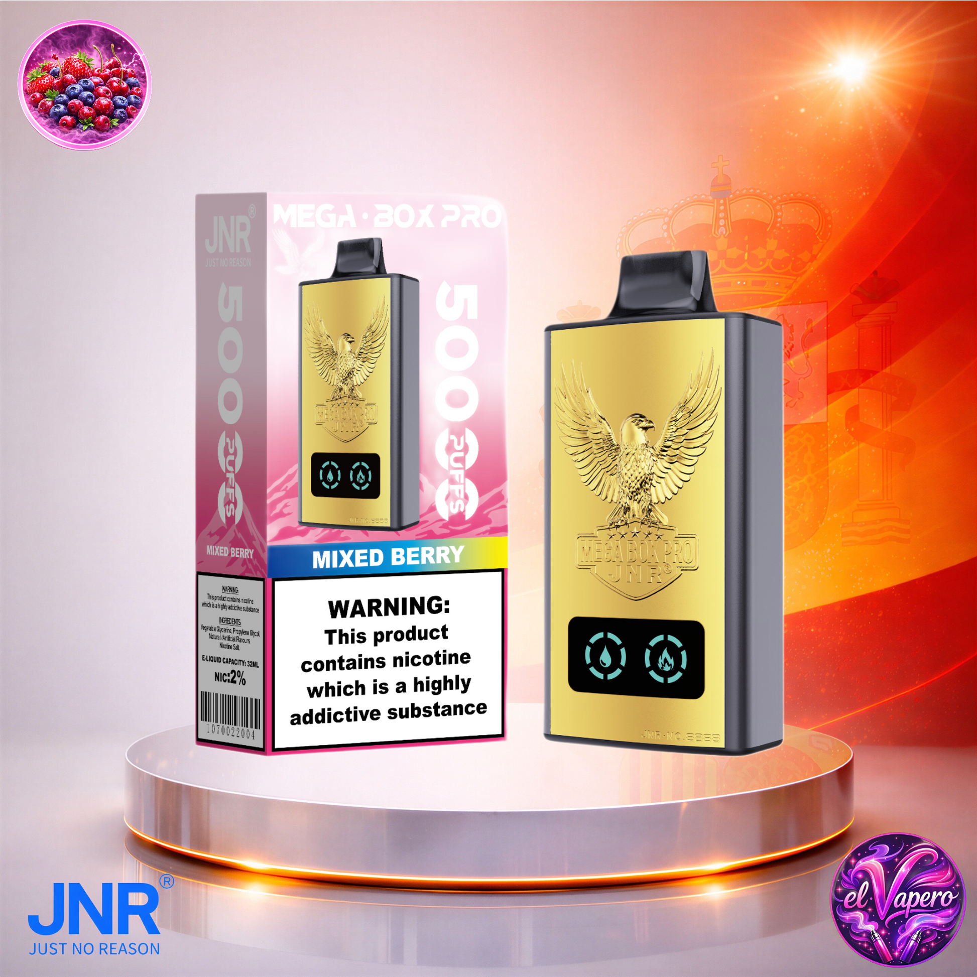 Vapers Desechables - Cigarrillo electrónico - España - JNR - MegaBoxPro - 50K - Mixed Berry 50000 Caladas - El mejor precio