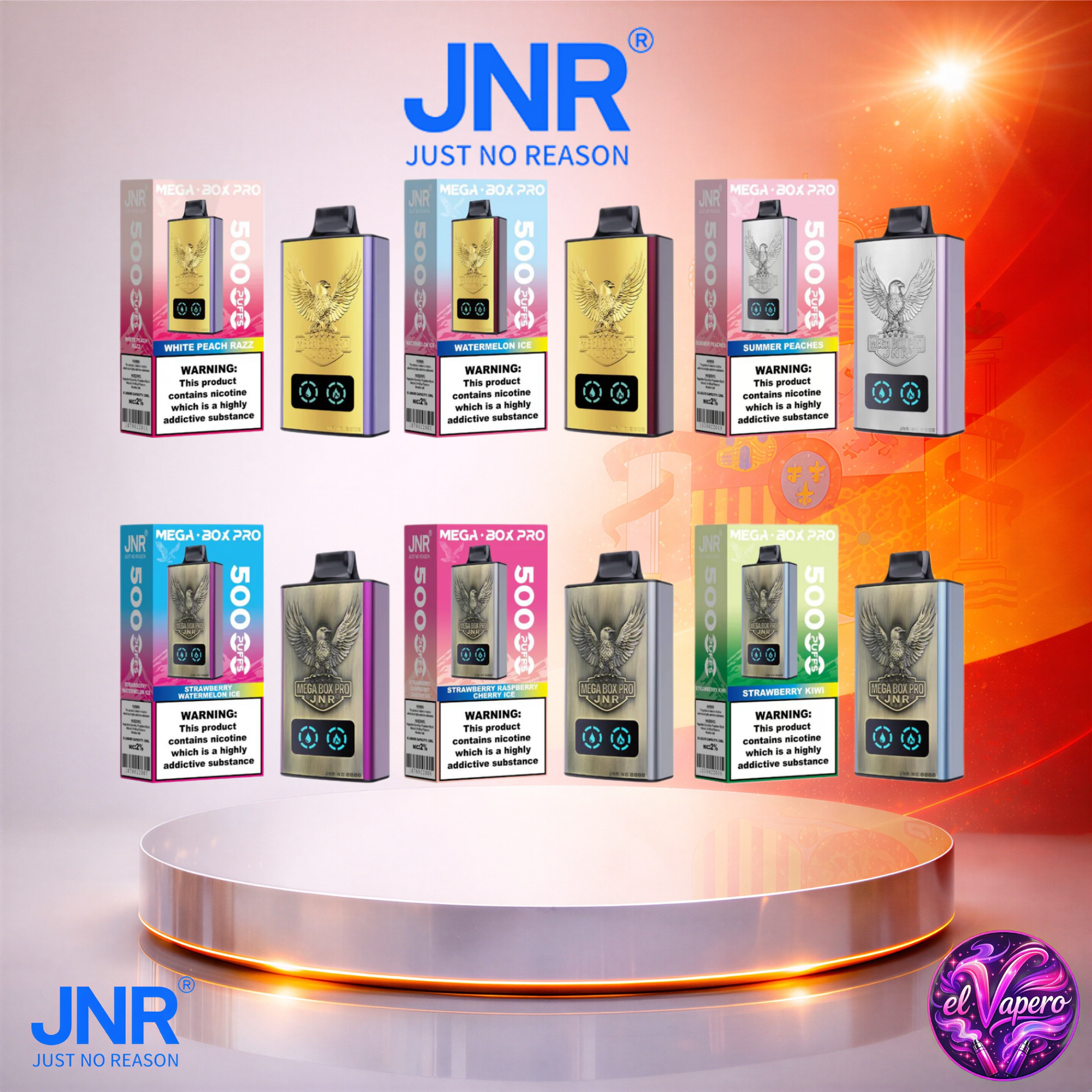 Vapers Desechables - Cigarrillo electrónico - España - JNR - MegaBoxPro - 50K - Sabores 3 50000 Caladas - El mejor precio