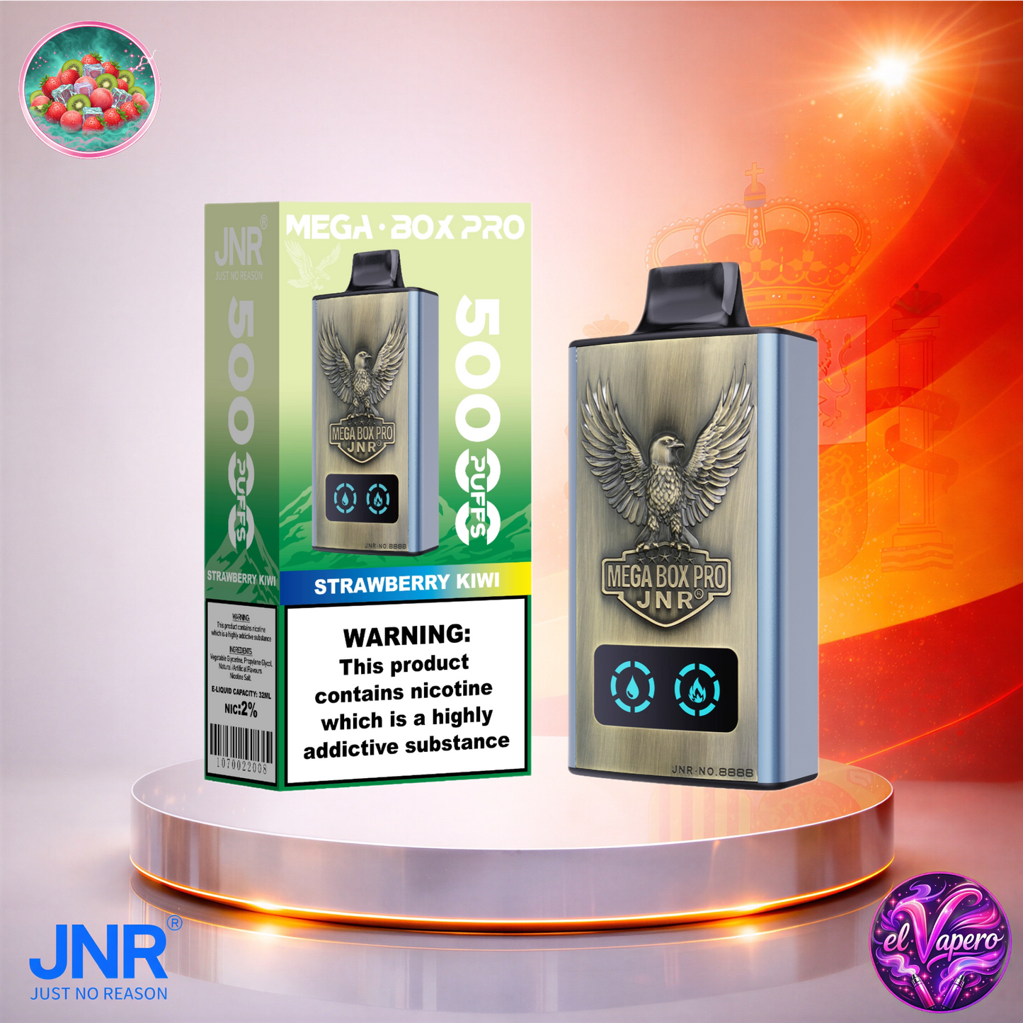 Vapers Desechables - Cigarrillo electrónico - España - JNR - MegaBoxPro - 50K - Strawberry Kiwi 50000 Caladas - Los más baratos