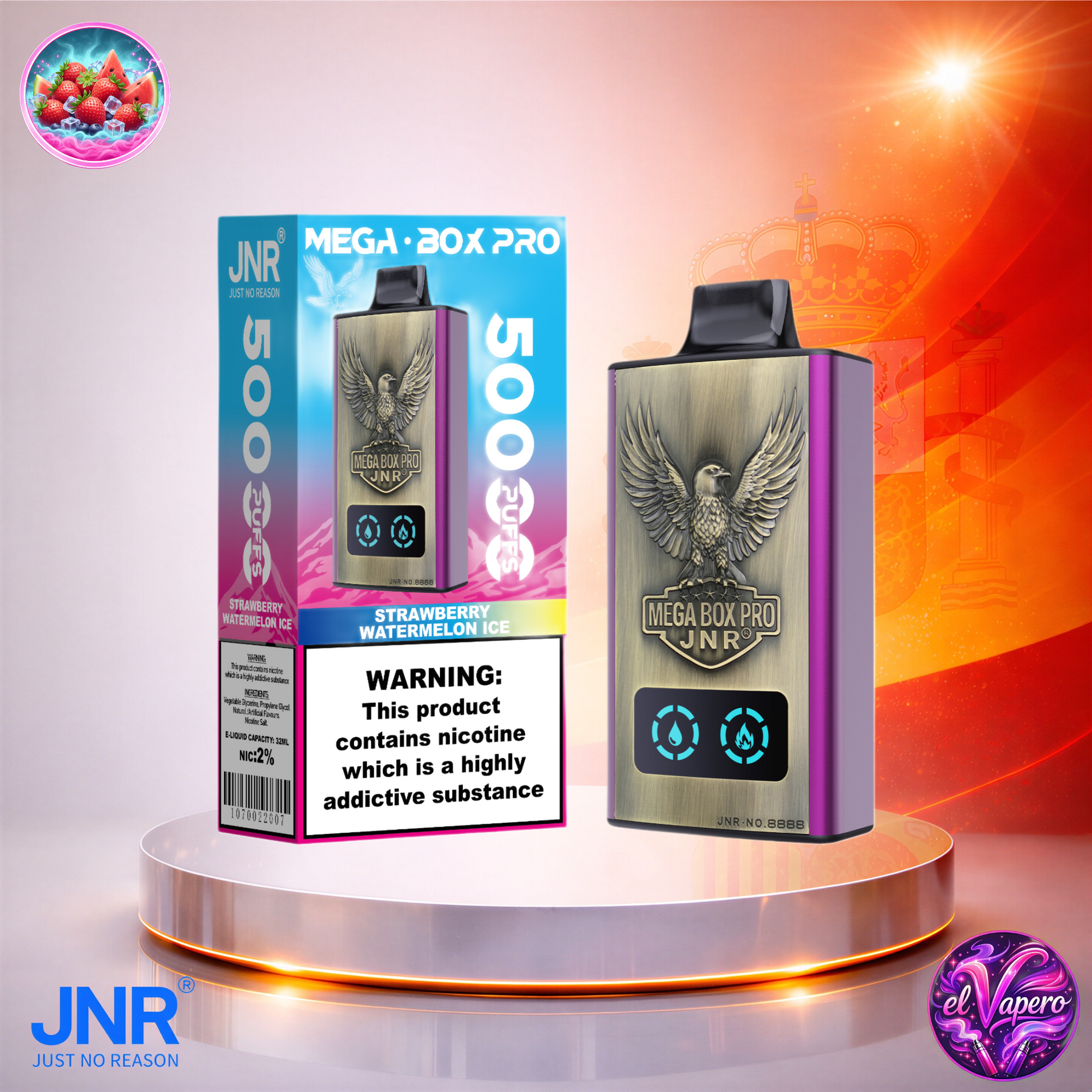 Vapers Desechables - Cigarrillo electrónico - España - JNR - MegaBoxPro - 50K - Strawberry Watermelon Ice 50000 Caladas - Más baratos