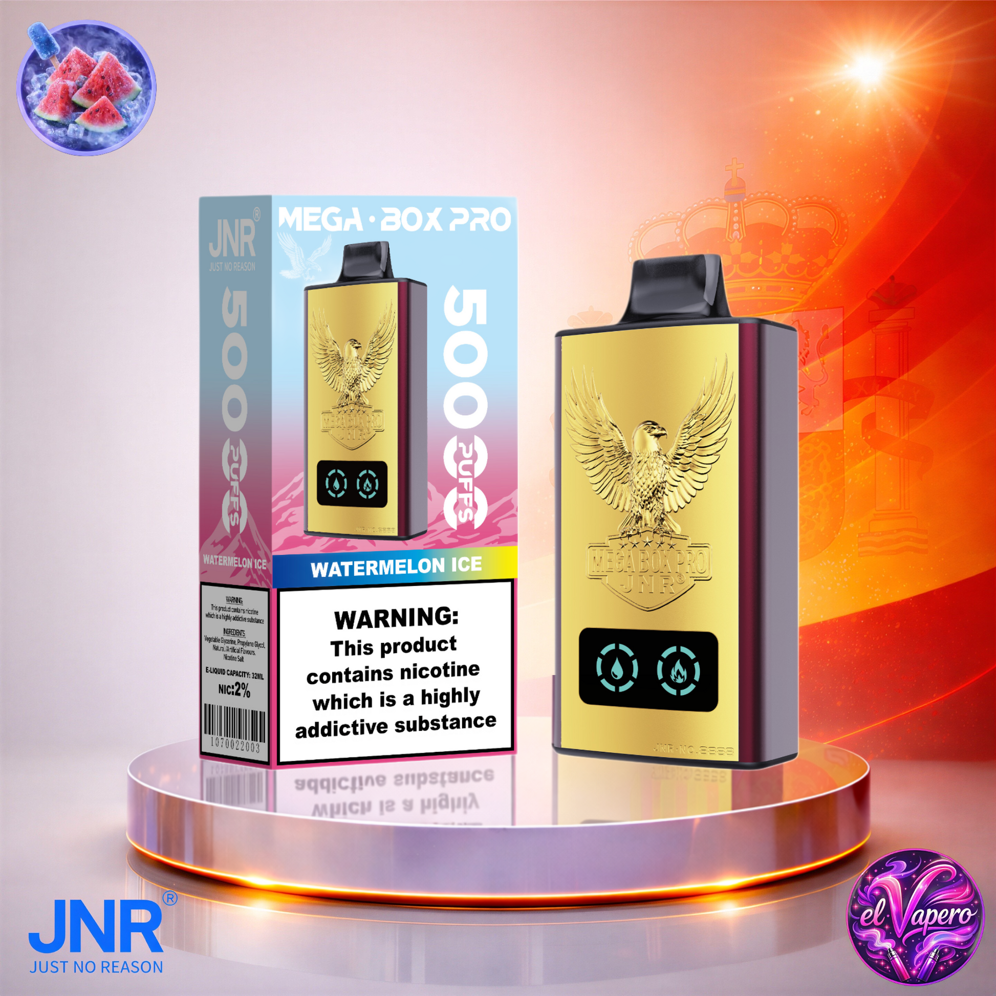 Vapers Desechables - Cigarrillo electrónico - España - JNR - MegaBoxPro - 50K - Watermelon Ice 50000 Caladas - Más baratos