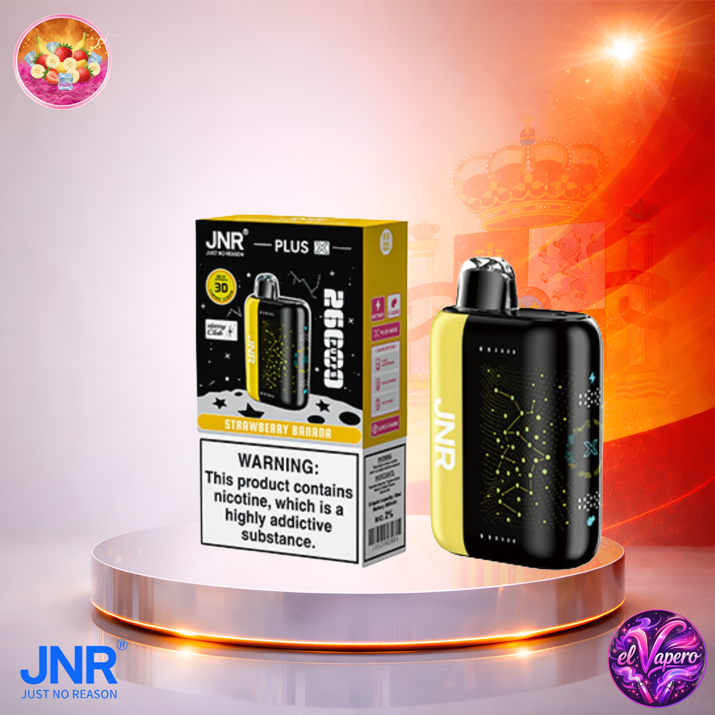 Vapers Desechables - Cigarrillo Electrónico - España - JNR - Plus X 26K - Strawberry Banana 26000 Caladas - Más baratos