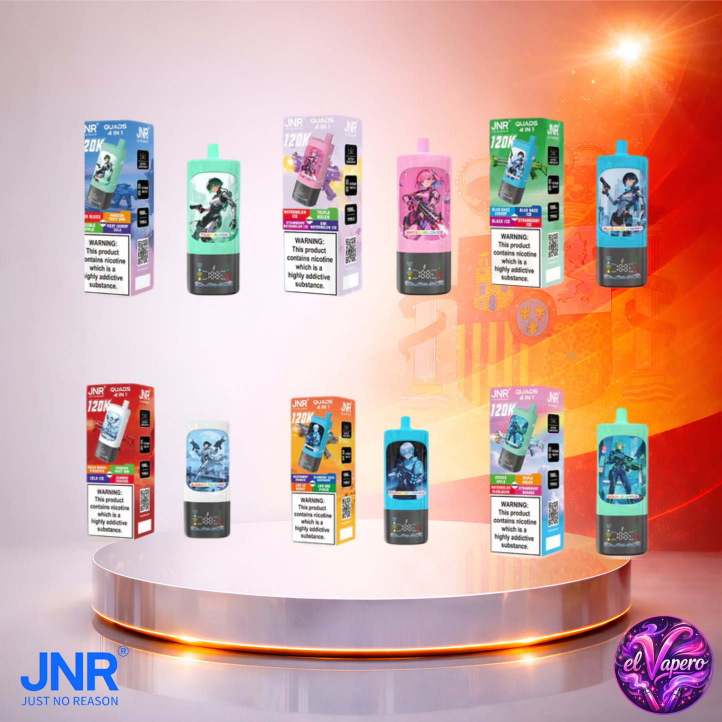 Vapers Desechables - Cigarrillo electrónico - España - JNR Quads 4 en 1 - 120K - Sabores 120000 Caladas - Más baratos