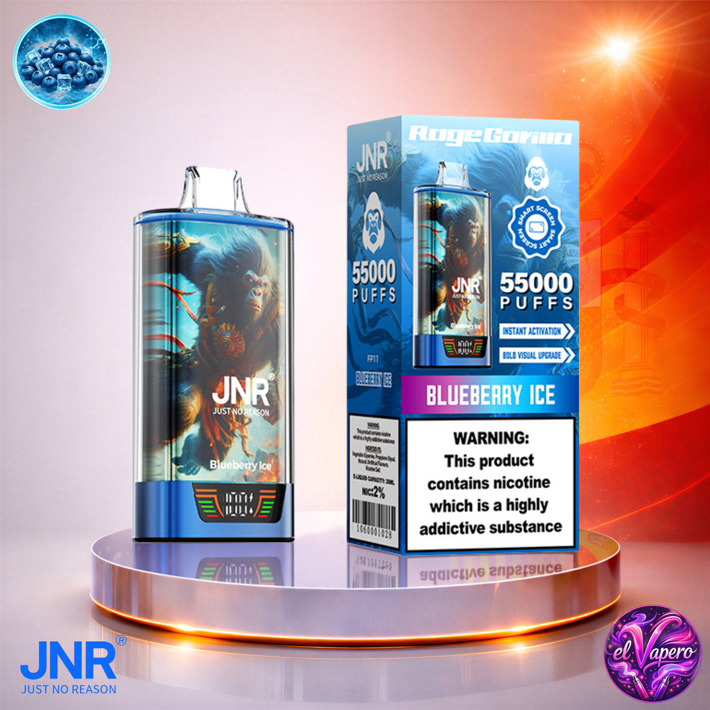 Vapers Desechables - Cigarrillo electrónico - España - JNR - RageGorilla - 55K - Blueberry Ice 55000 Caladas - Más baratos