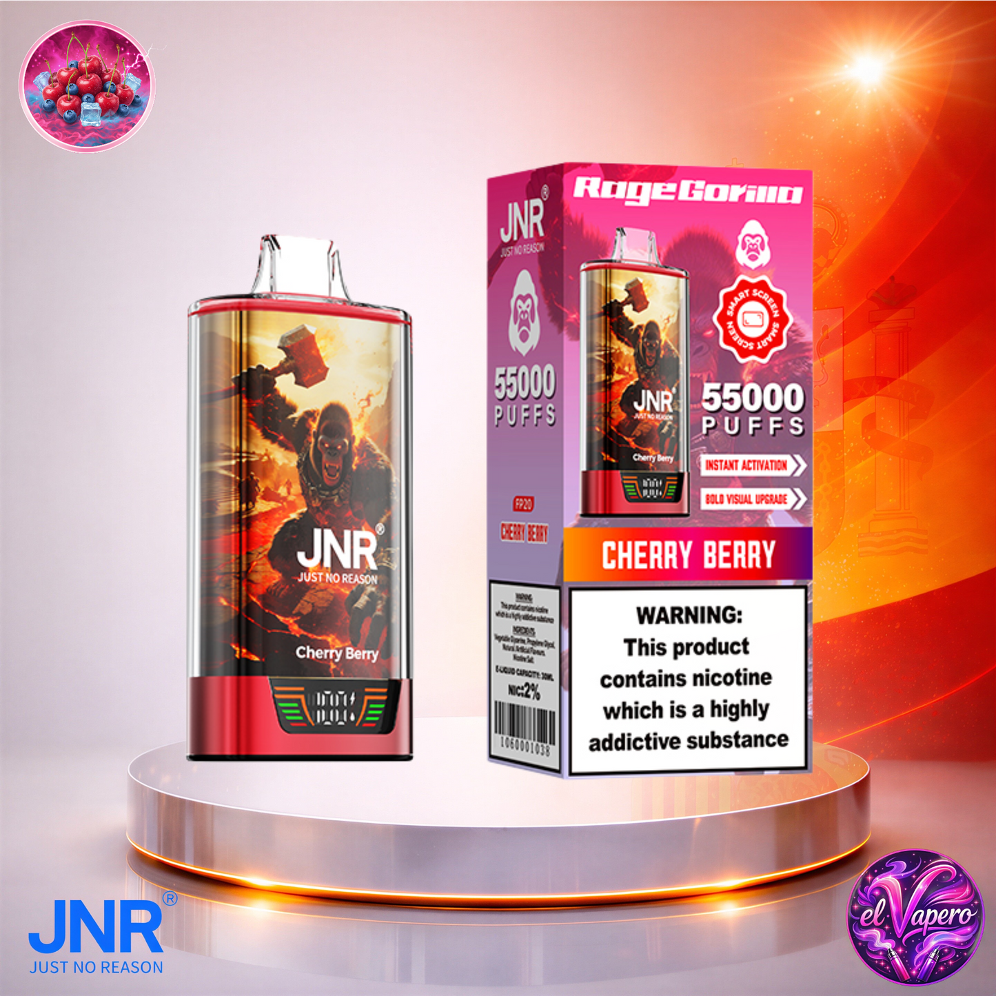 Vapers Desechables - Cigarrillo electrónico - España - JNR - RageGorilla - 55K - Cherry Berry 55000 Caladas - Los más baratos
