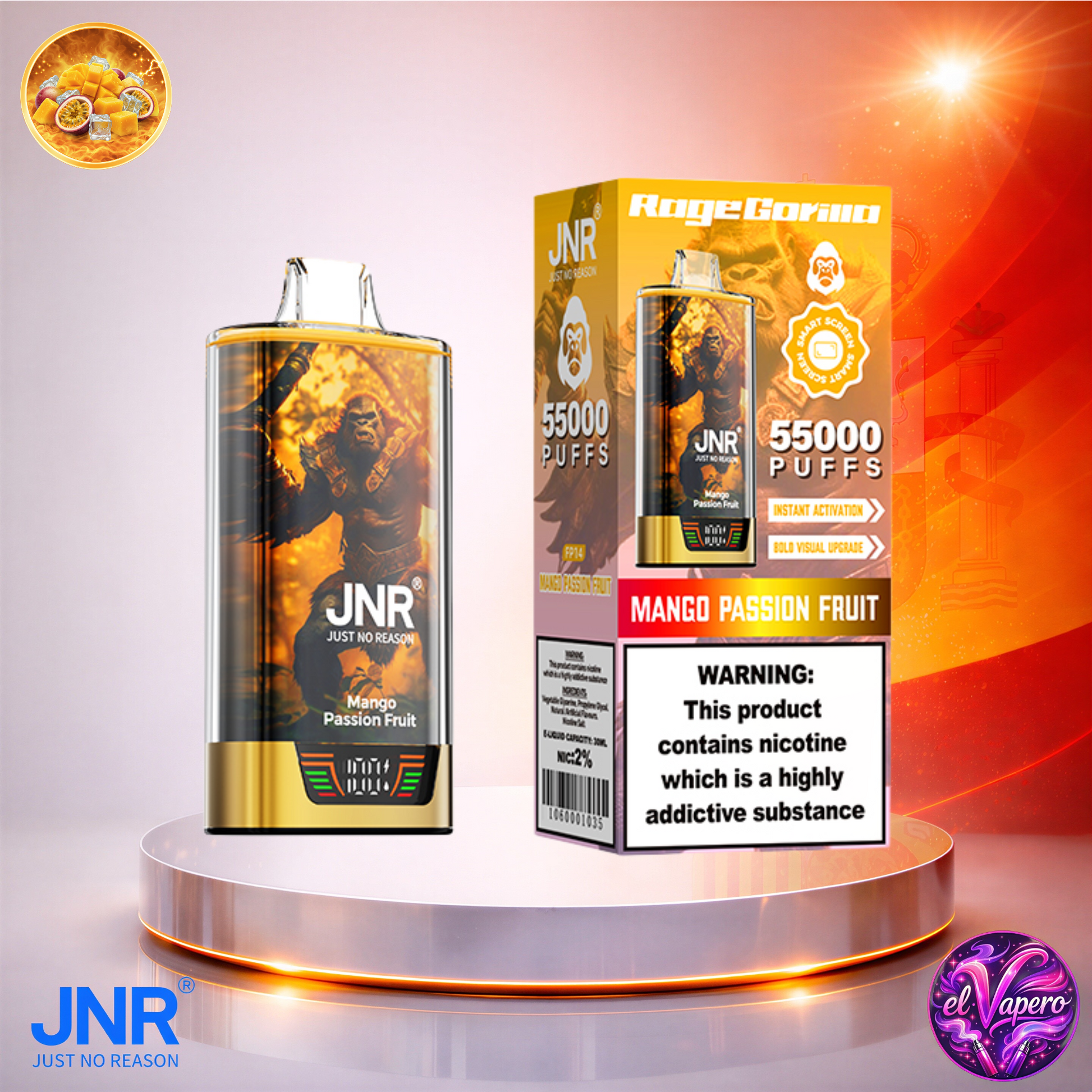 Vapers Desechables - Cigarrillo electrónico - España - JNR - RageGorilla - 55K - Mango Passion Fruit 55000 Caladas - El mejor precio
