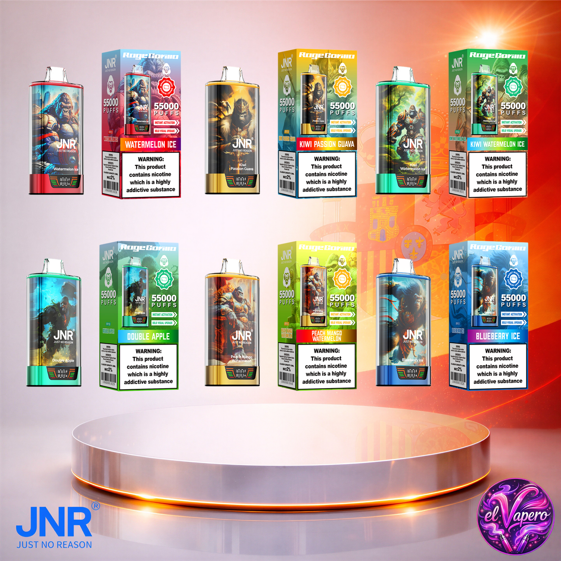 Vapers Desechables - Cigarrillo electrónico - España - JNR - RageGorilla - 55K - Sabores 3 55000 Caladas - Más baratos