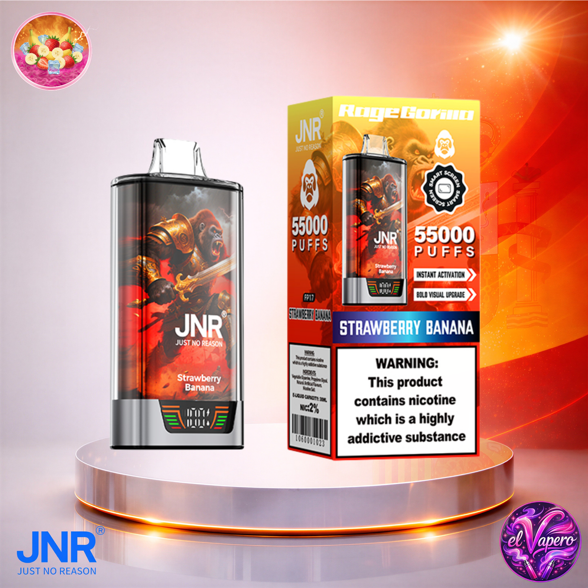 Vapers Desechables - Cigarrillo electrónico - España - JNR - RageGorilla - 55K - Strawberry Banana 55000 Caladas - Los más baratos
