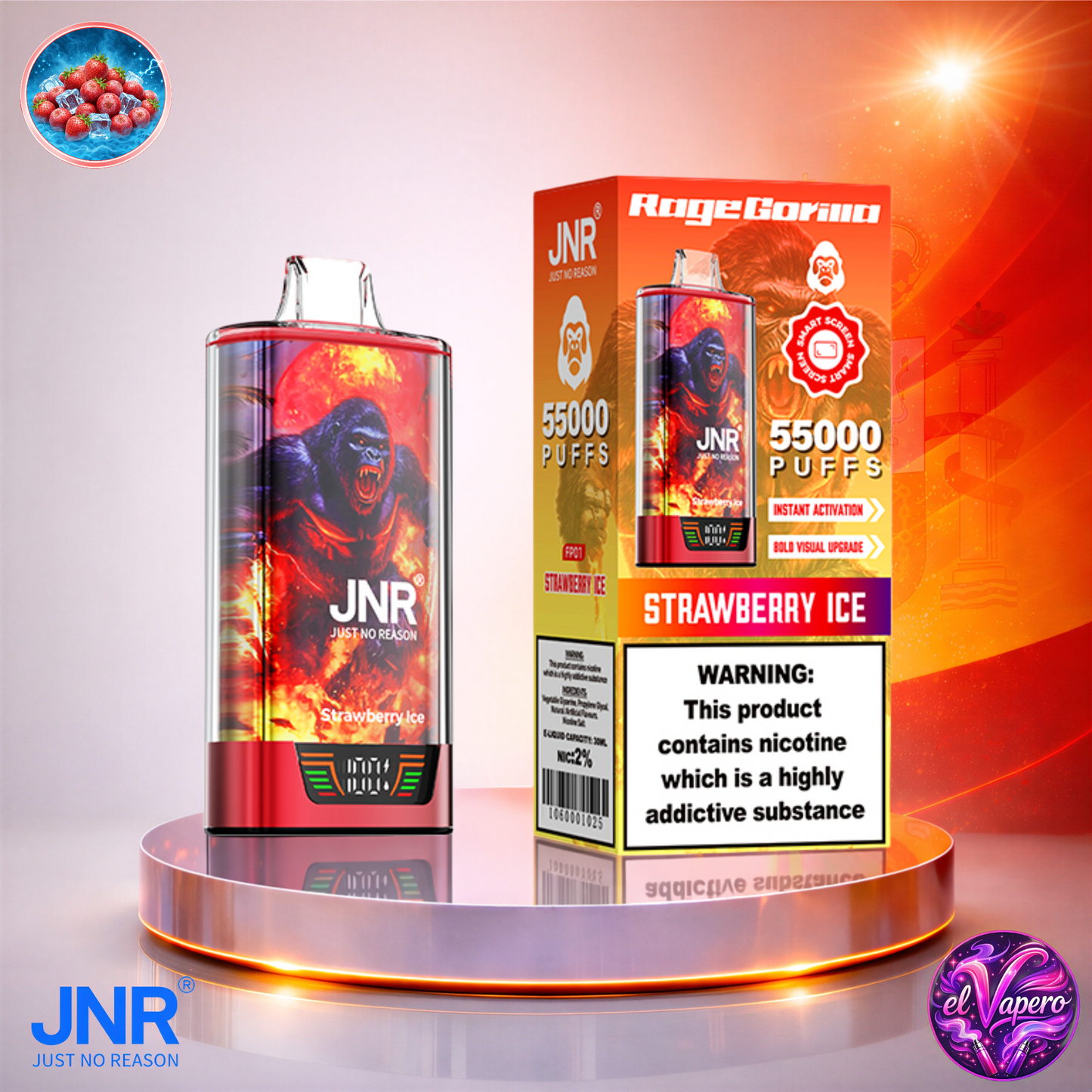 Vapers Desechables - Cigarrillo electrónico - España - JNR - RageGorilla - 55K - Strawberry Ice 55000 Caladas - Más baratos