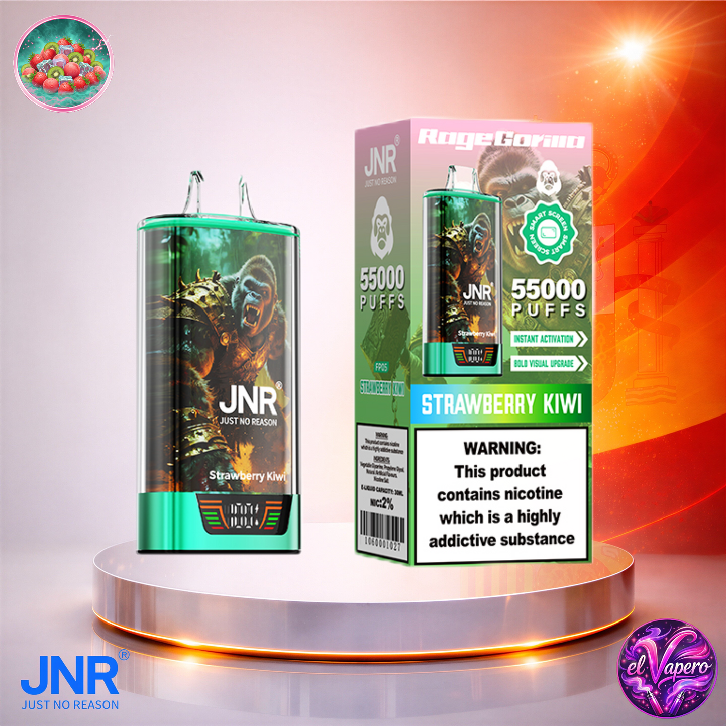 Vapers Desechables - Cigarrillo electrónico - España - JNR - RageGorilla - 55K - Strawberry Kiwi 55000 Caladas - Los más baratos