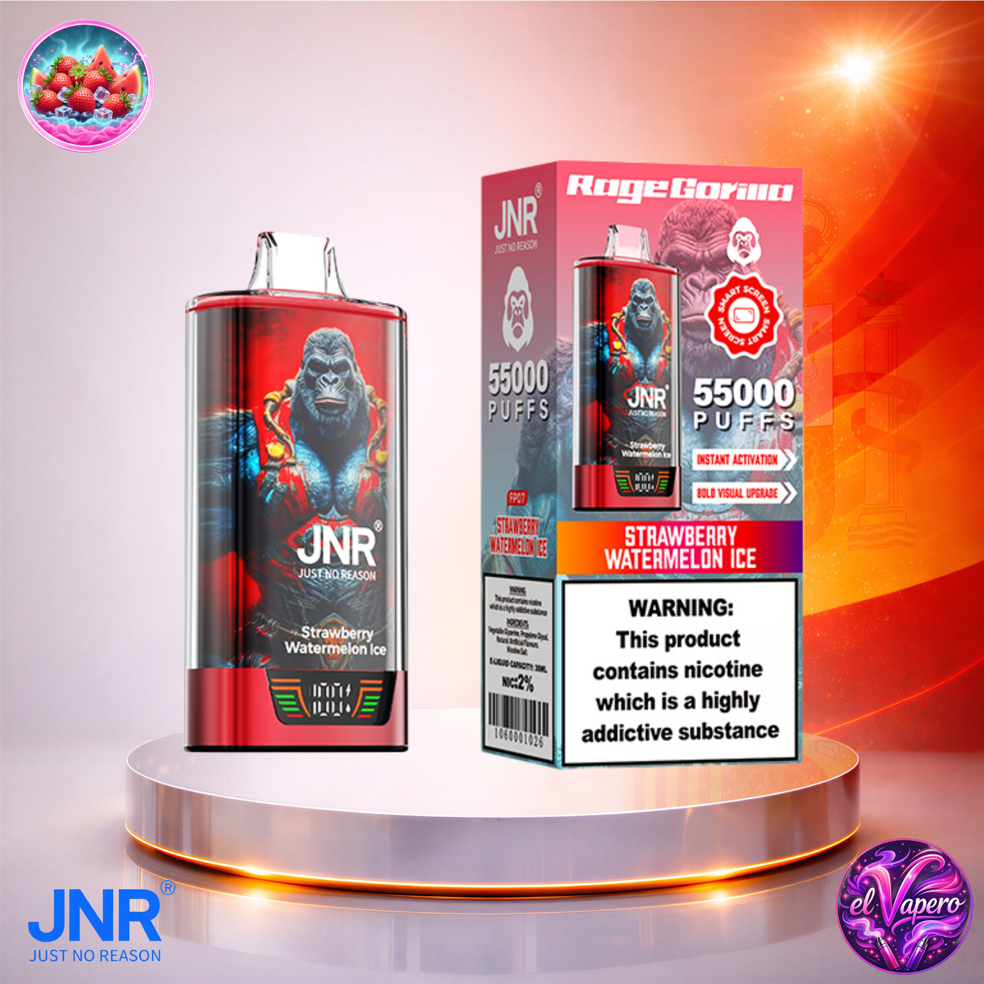 Vapers Desechables - Cigarrillo electrónico - España - JNR - RageGorilla - 55K - Strawberry Watermelon Ice 55000 Caladas - Los más baratos