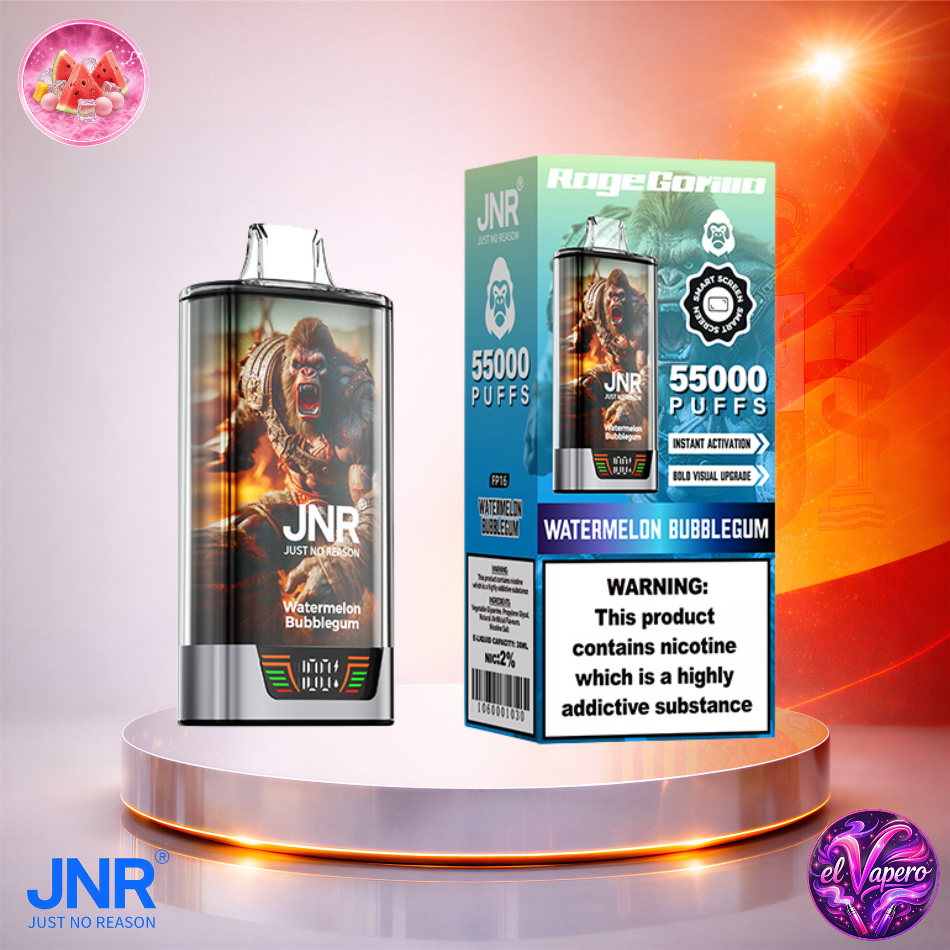 Vapers Desechables - Cigarrillo electrónico - España - JNR - RageGorilla - 55K - Watermelon Bubblegum 55000 Caladas - Más baratos