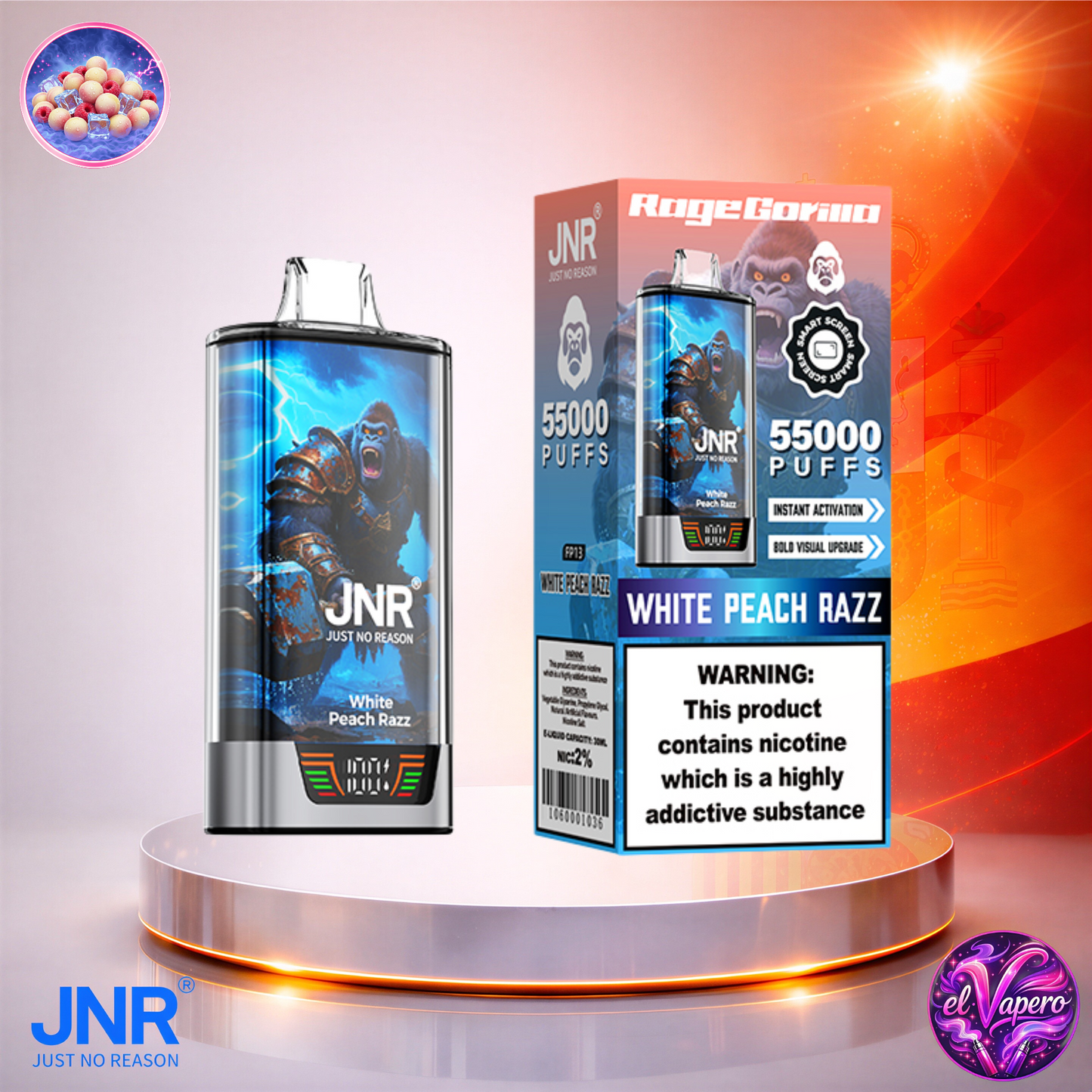 Vapers Desechables - Cigarrillo electrónico - España - JNR - RageGorilla - 55K - White Peach Razz 55000 Caladas - Más baratos