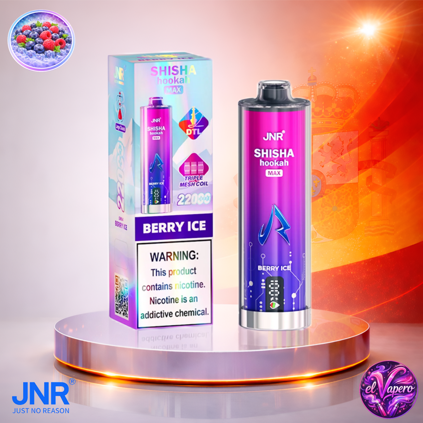 Vapers Desechables - Cigarrillo electrónico - España - JNR - ShishaHookahMax - 22K - Berry Ice 22000 Caladas - Más baratos