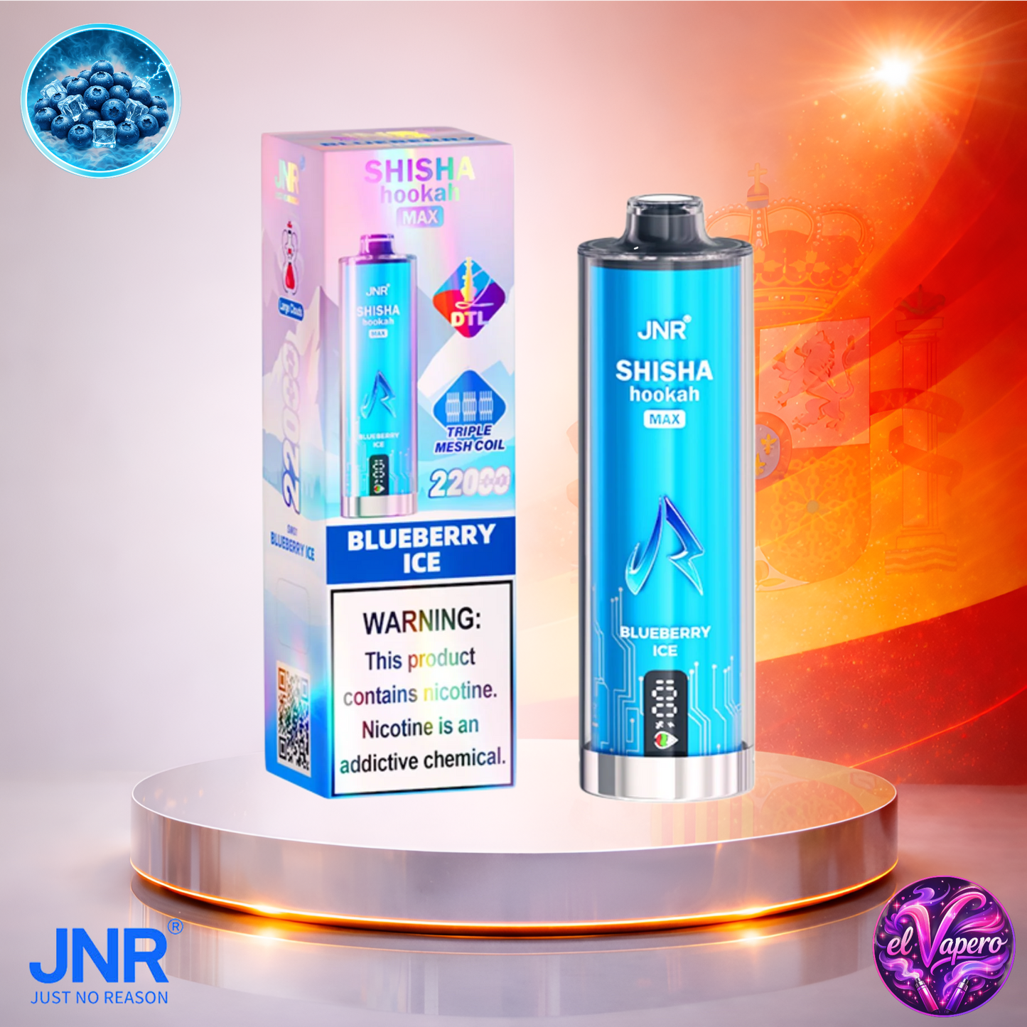 Vapers Desechables - Cigarrillo electrónico - España - JNR - ShishaHookahMax - 22K - Blueberry Ice 22000 Caladas - Más baratos