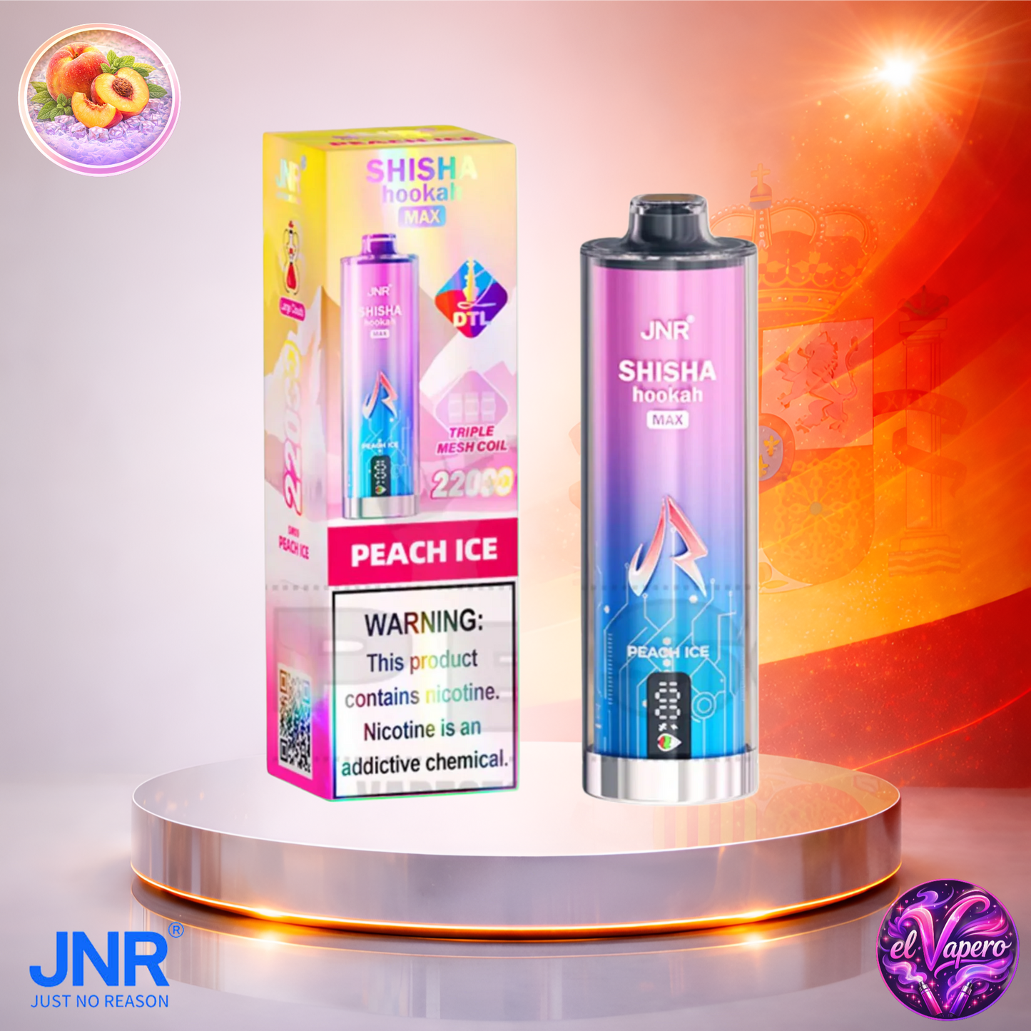 Vapers Desechables - Cigarrillo electrónico - España - JNR - ShishaHookahMax - 22K - Peach Ice 22000 Caladas - Los más baratos