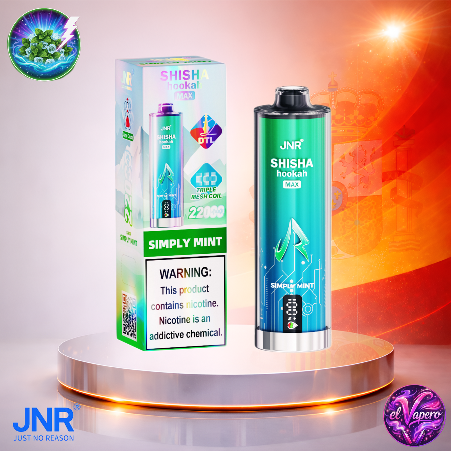 Vapers Desechables - Cigarrillo electrónico - España - JNR - ShishaHookahMax - 22K - Simply Mint 22000 Caladas - El mejor precio