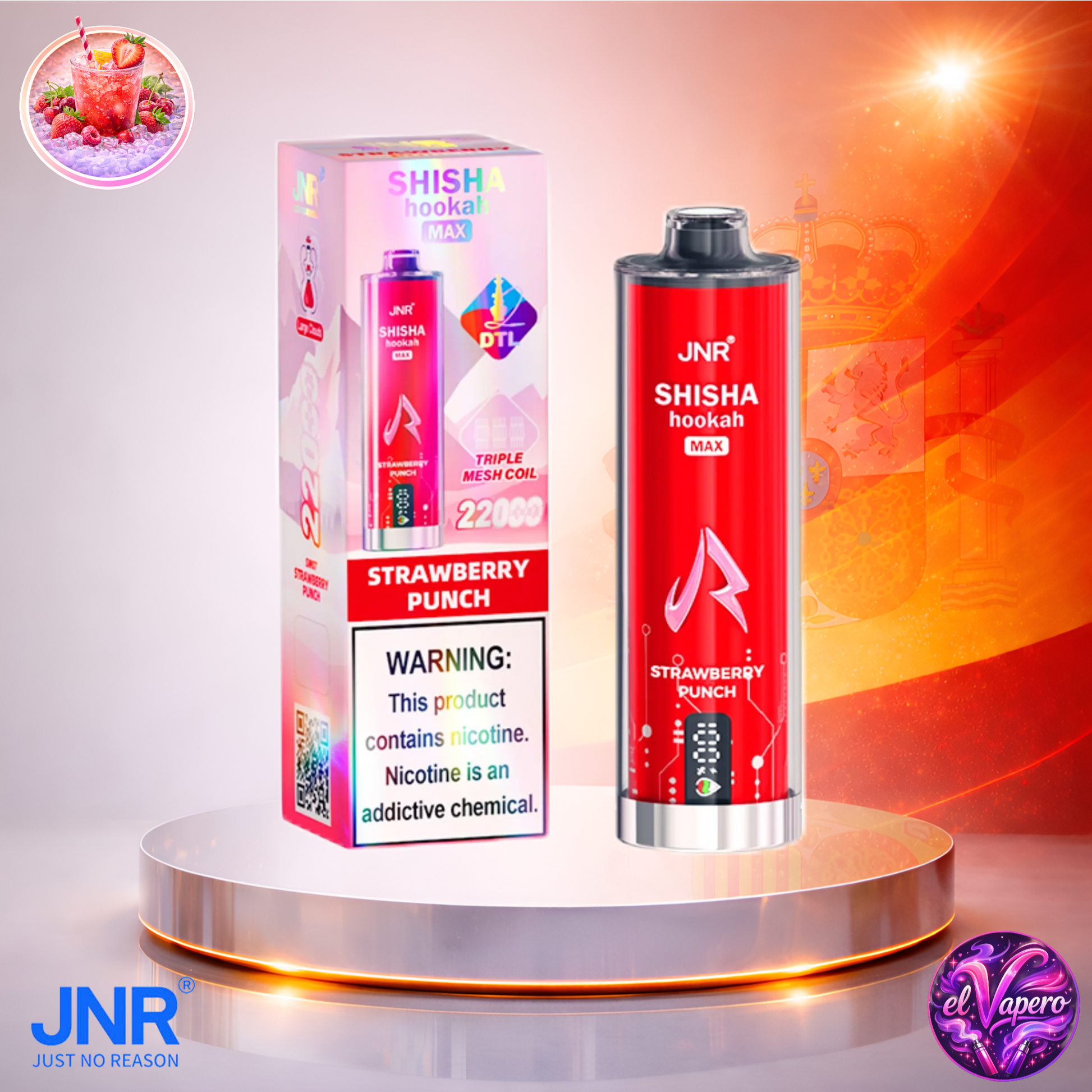 Vapers Desechables - Cigarrillo electrónico - España - JNR - ShishaHookahMax - 22K - Strawberry Punch 22000 Caladas - Más baratos